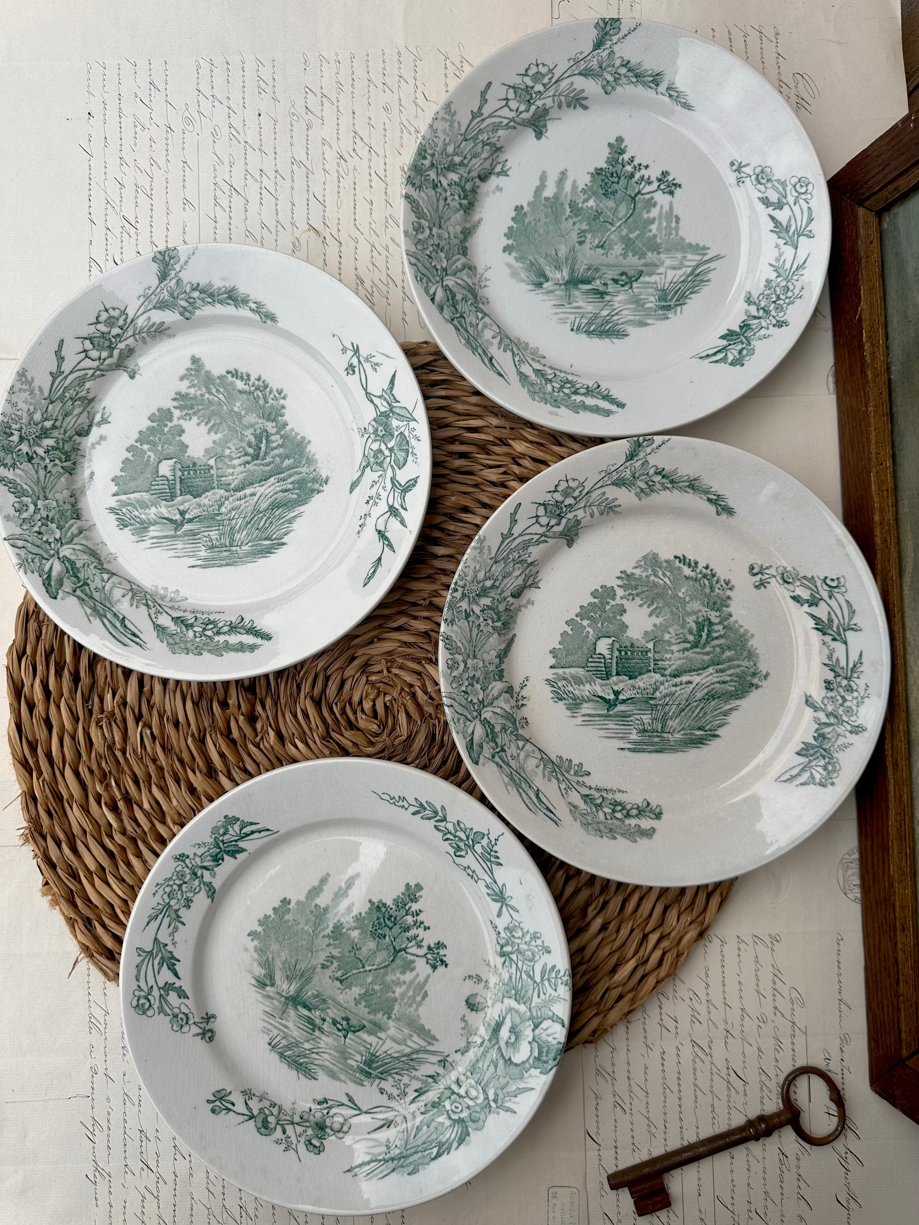 Suite de 4 assiettes à dessert Pexonne modèle Champêtre