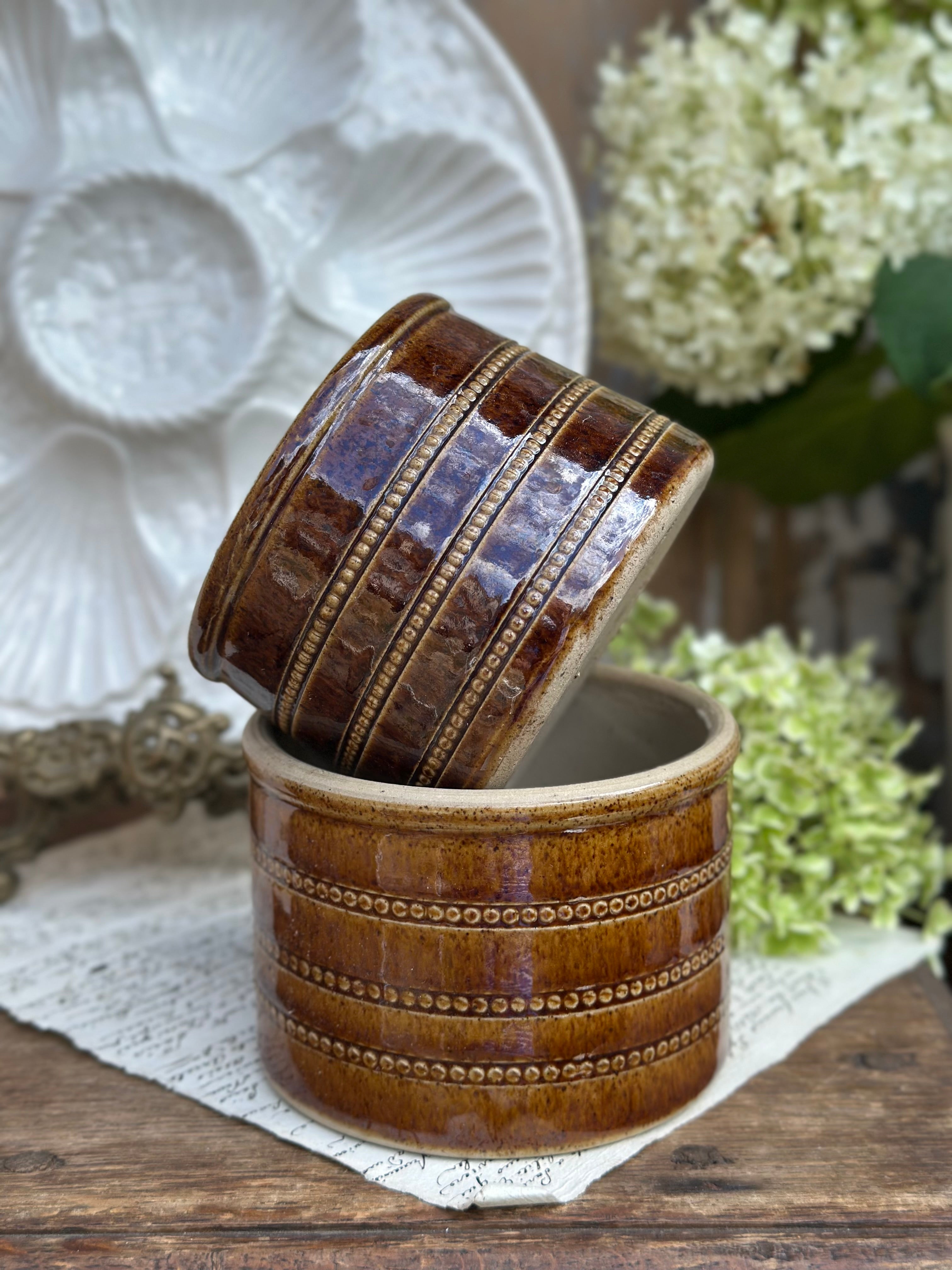 Two signed glazed stoneware pots