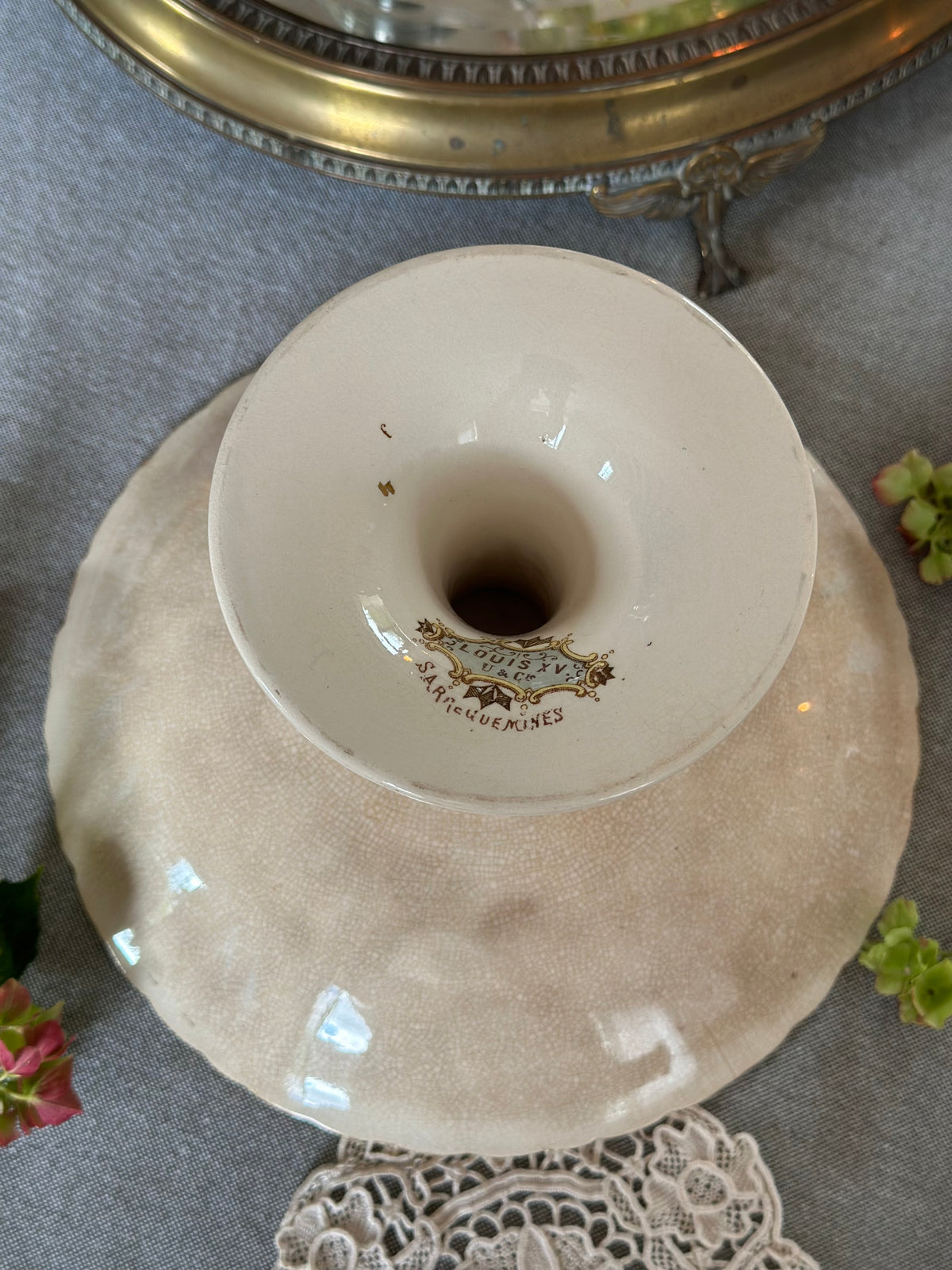 Compotier polychrome Sarreguemines modèle Louis XV