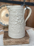 Sublime large glazed stoneware pitcher with relief - 19th century