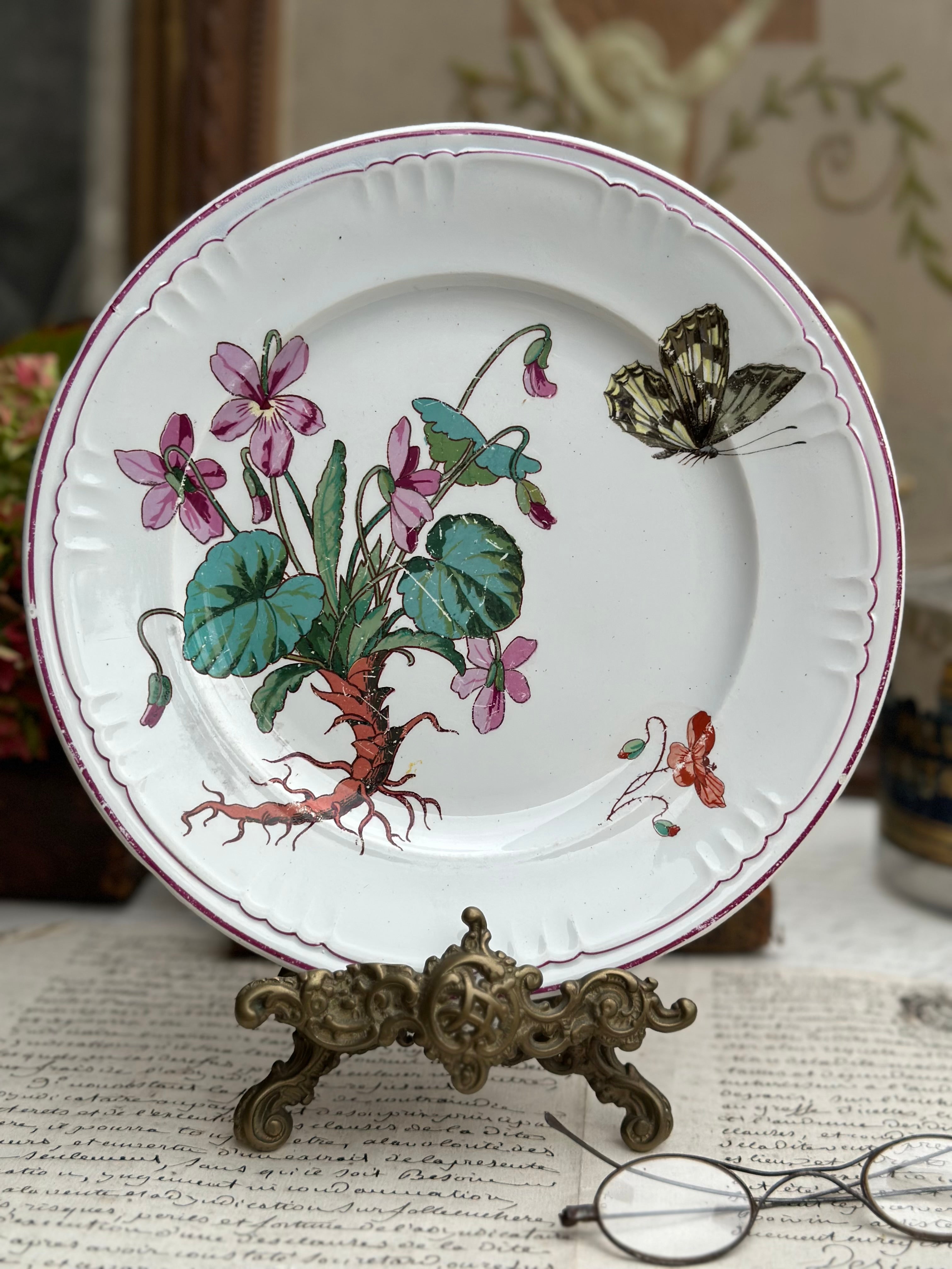 Assiette polychrome Jules Vieillard Bordeaux