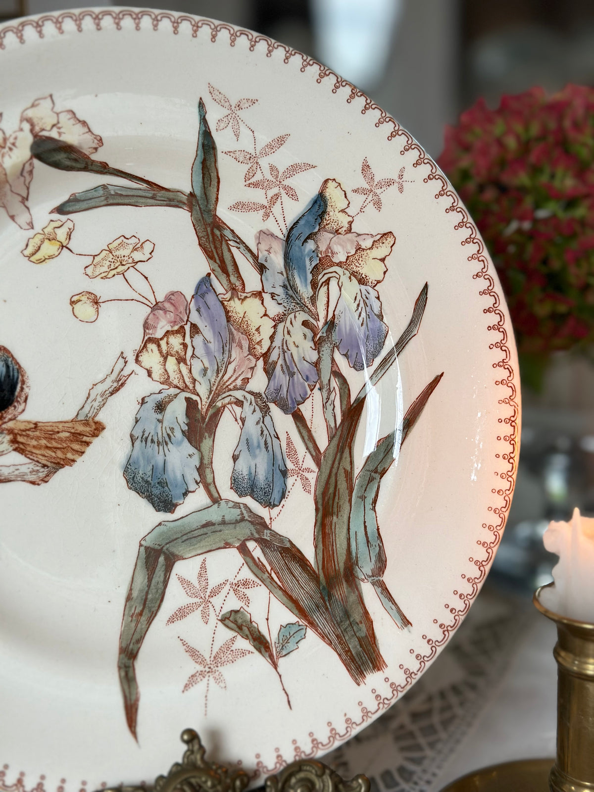 Assiette polychrome Longwy Oiseau