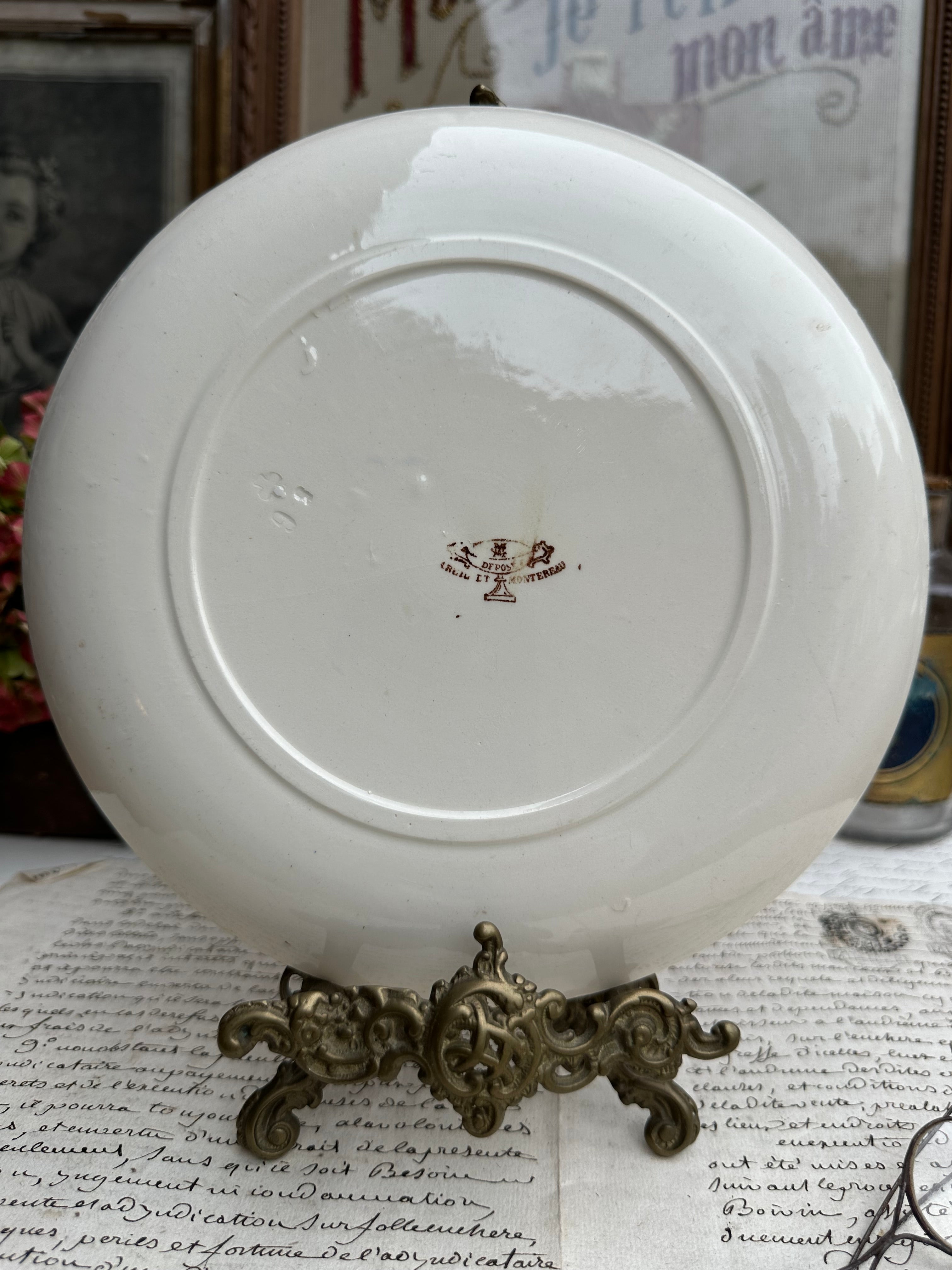 Assiette polychrome Creil et Montereau série Les Danses - Le Quadrille