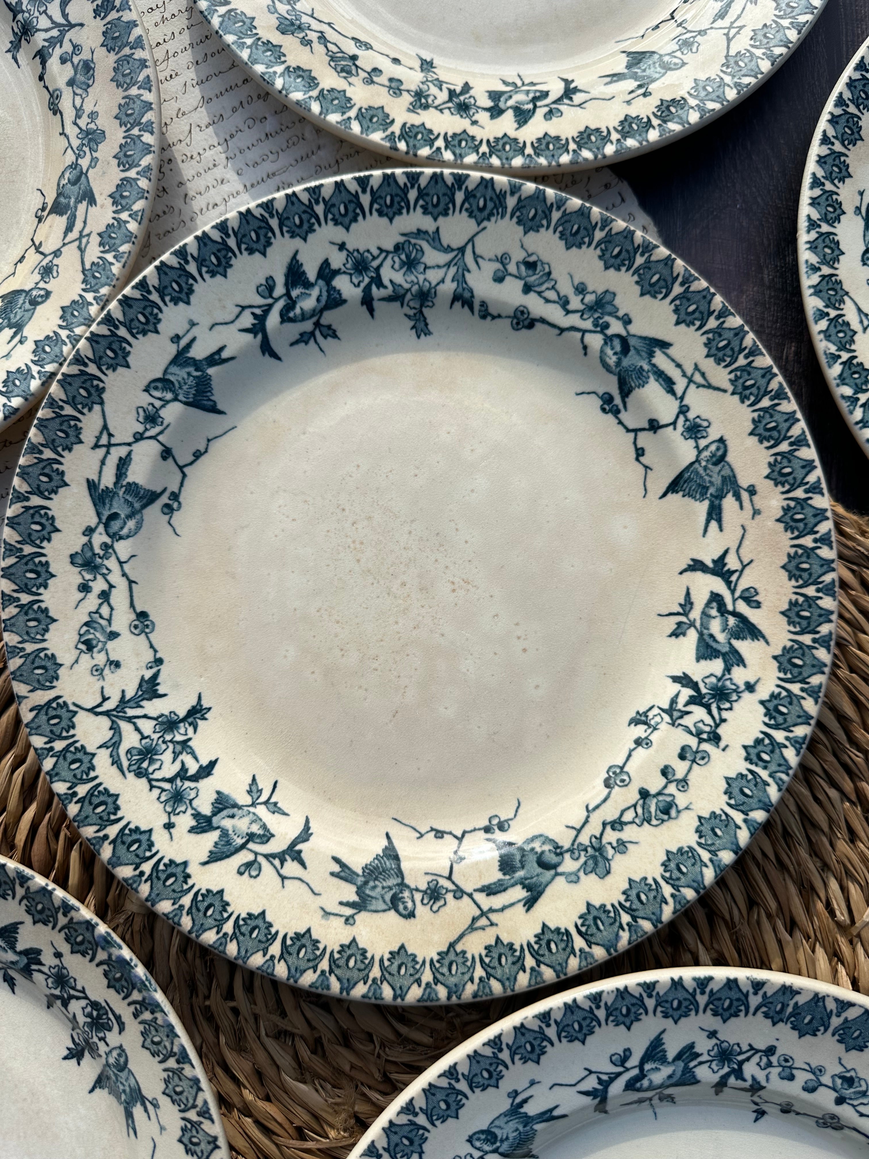 Reserved - 9 Choisy le Roi Lyonnais pattern plates (8 dinner plates and one dessert plate)