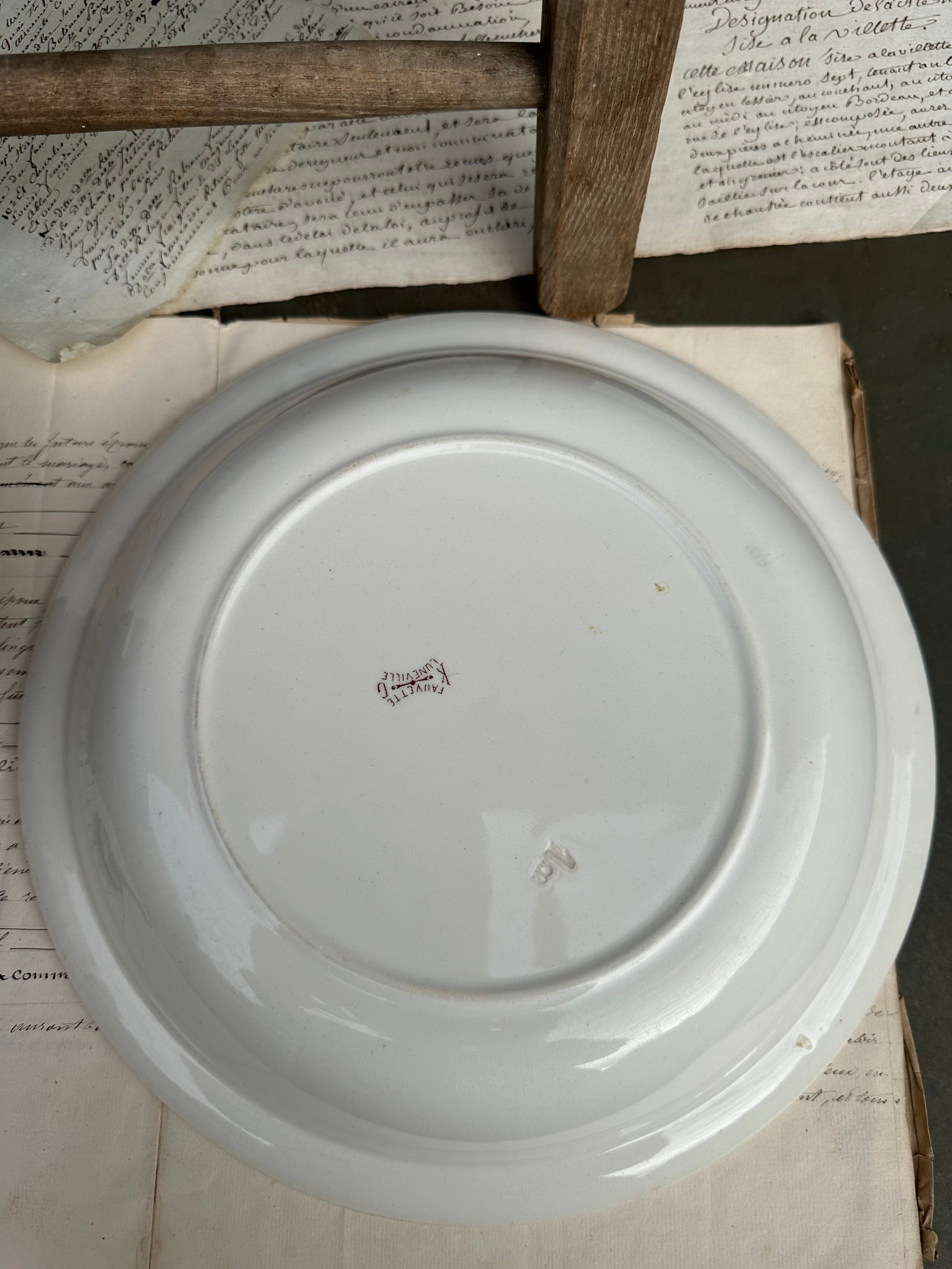 Plat creux terre de fer Lunéville modèle Fauvette