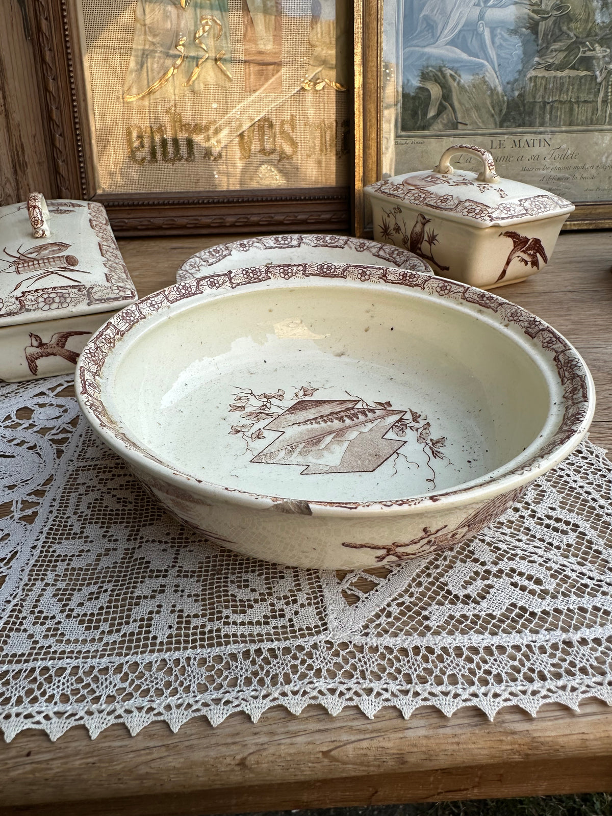 Set 3 pièces salle de bain marron
