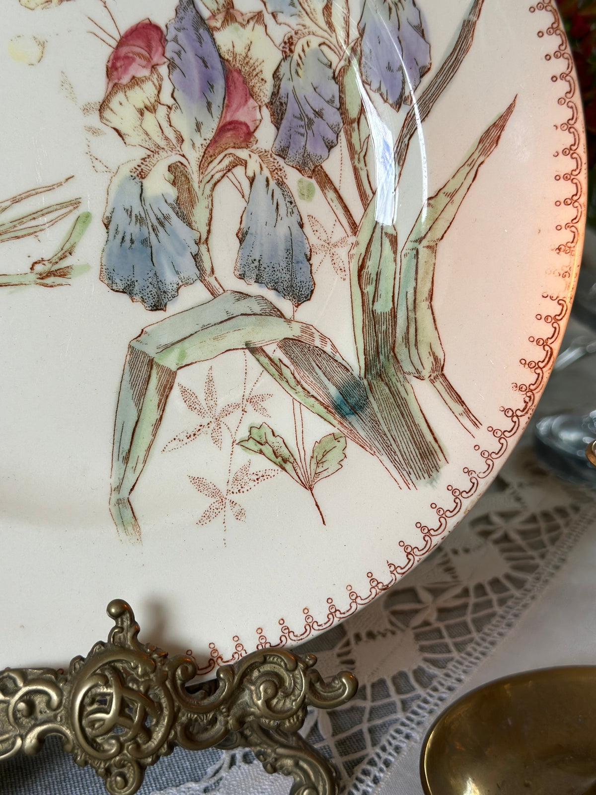Assiette polychrome Longwy Oiseau