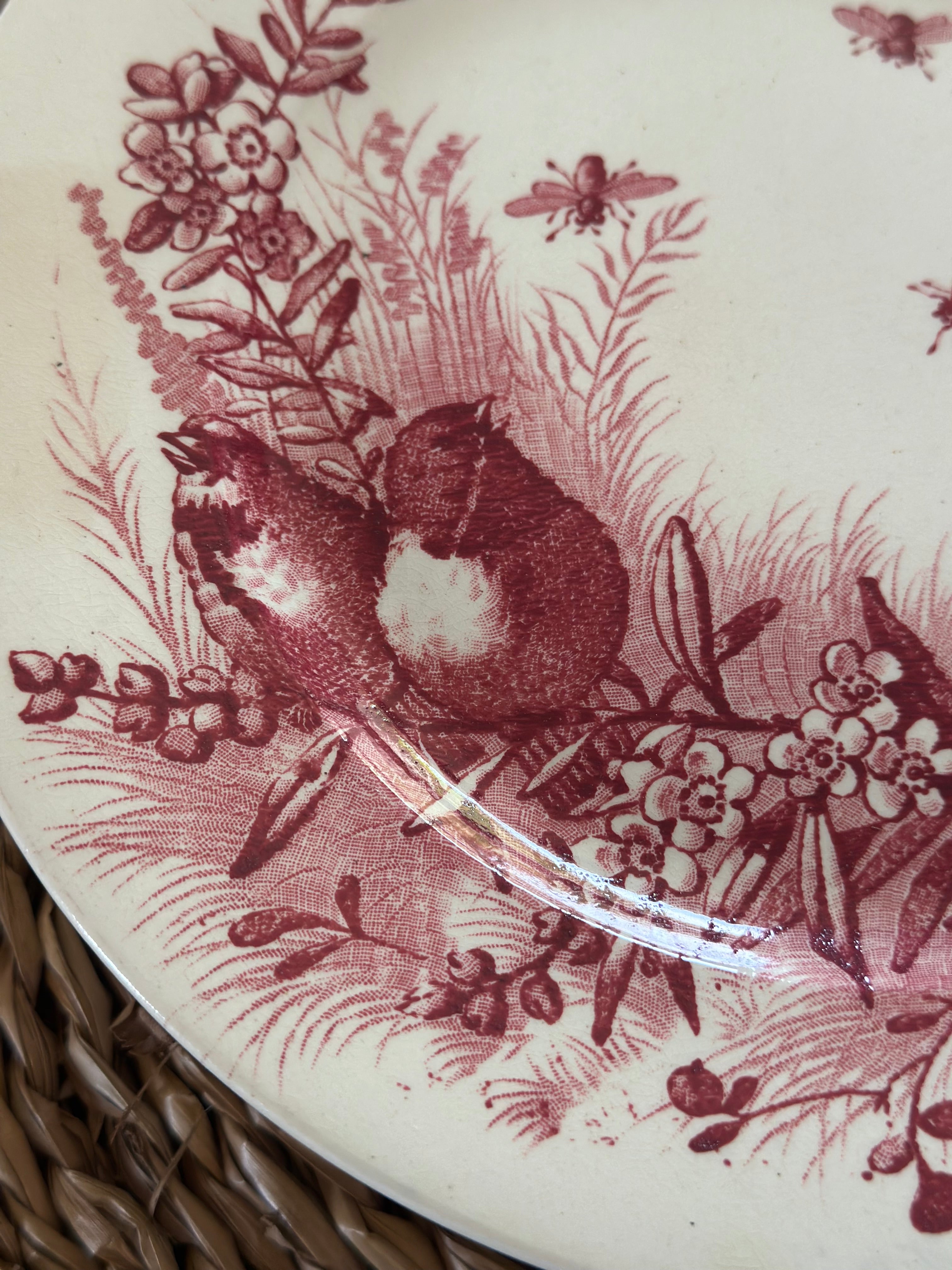 Large Jules Vieillard Bordeaux Birds compotier