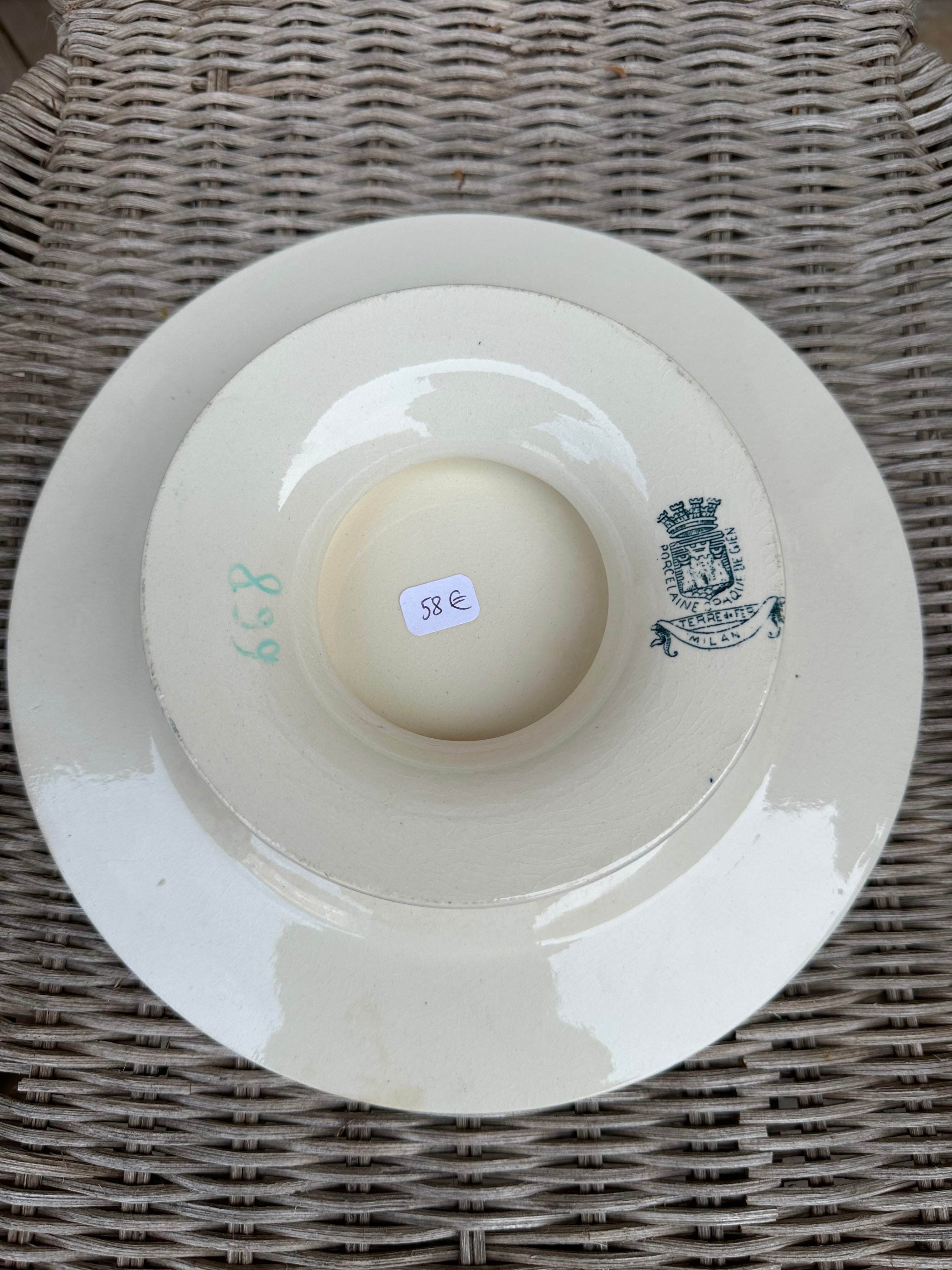 Lot Gien modèle Milan: soupière, plat ovale et plat piédouche