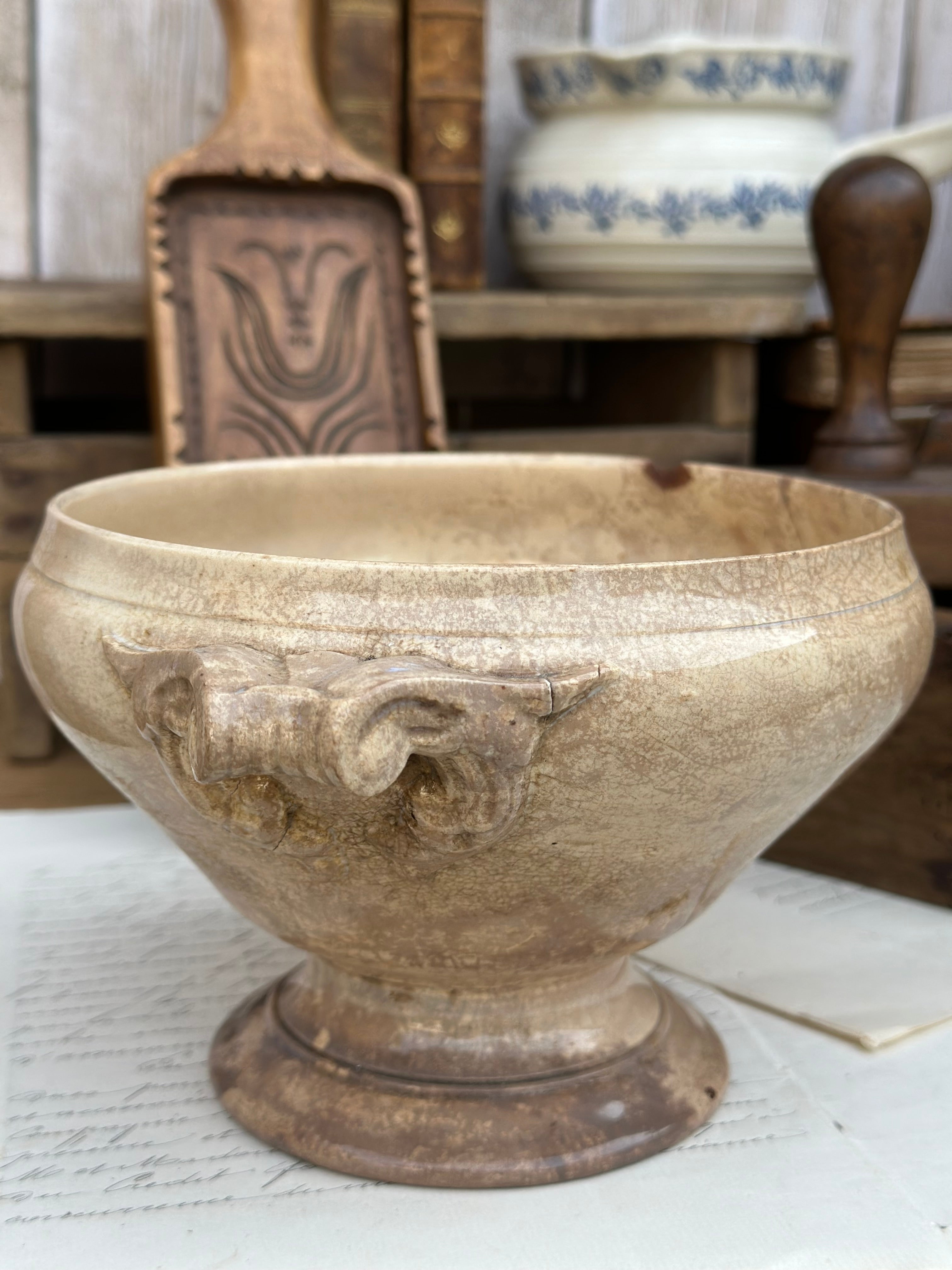 Small Sarreguemines soup tureen