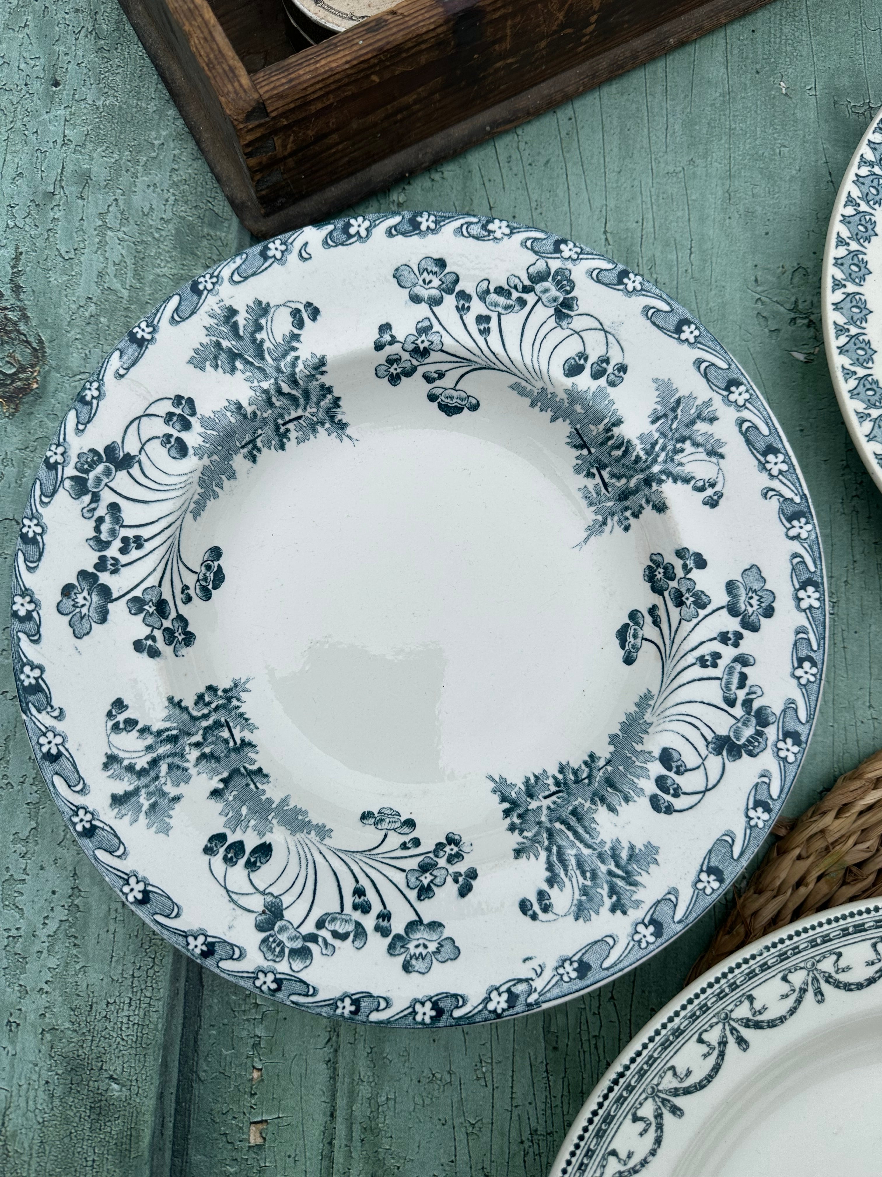 III. Suite de 6 assiettes creuses terre de fer dépareillées