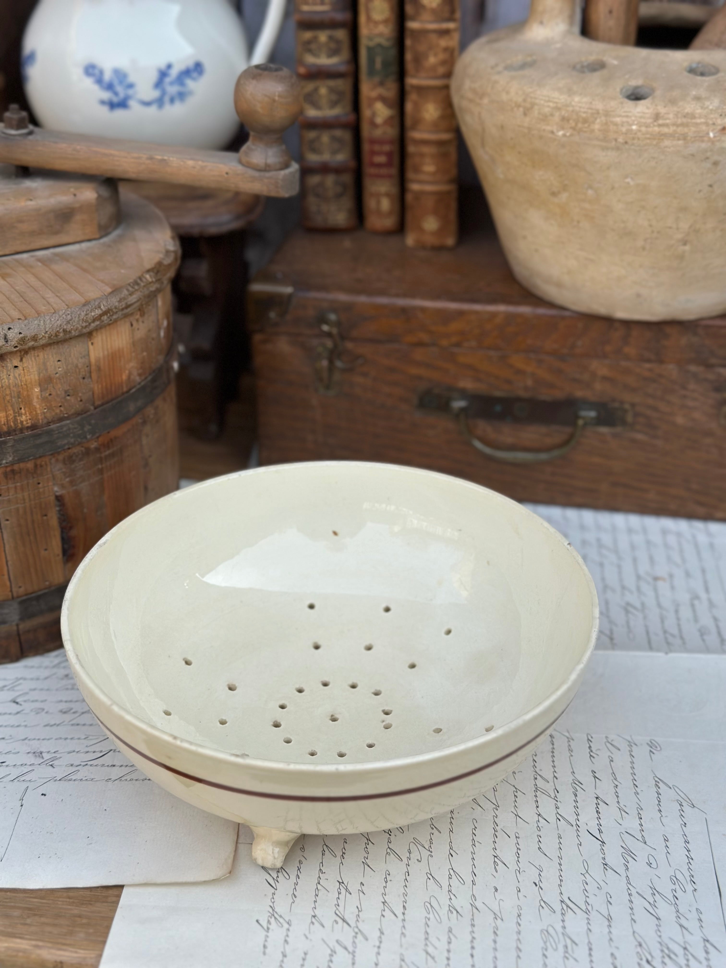 small colander dish Creil et Montereau HBCM