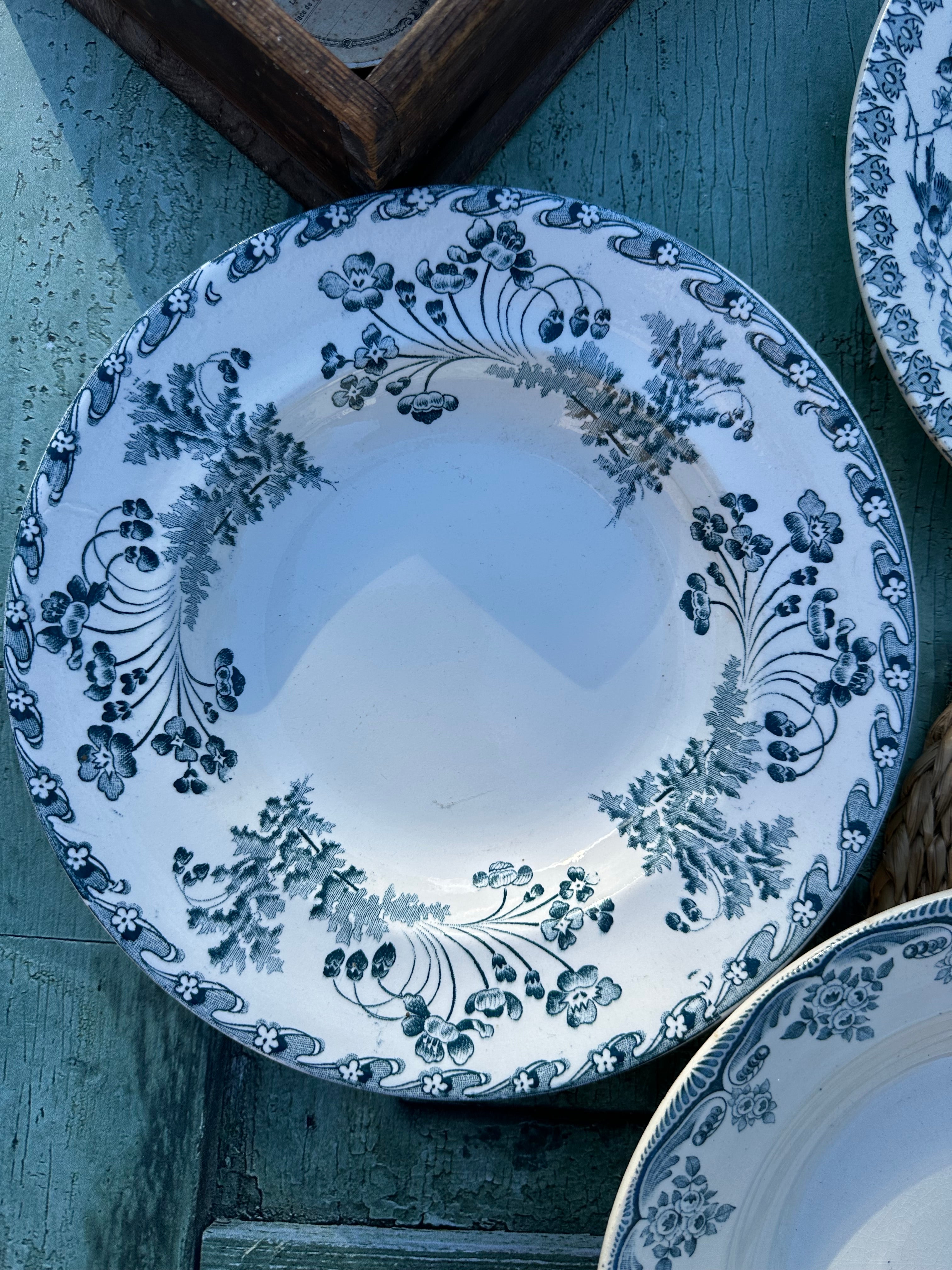 III. Suite de 6 assiettes creuses terre de fer dépareillées