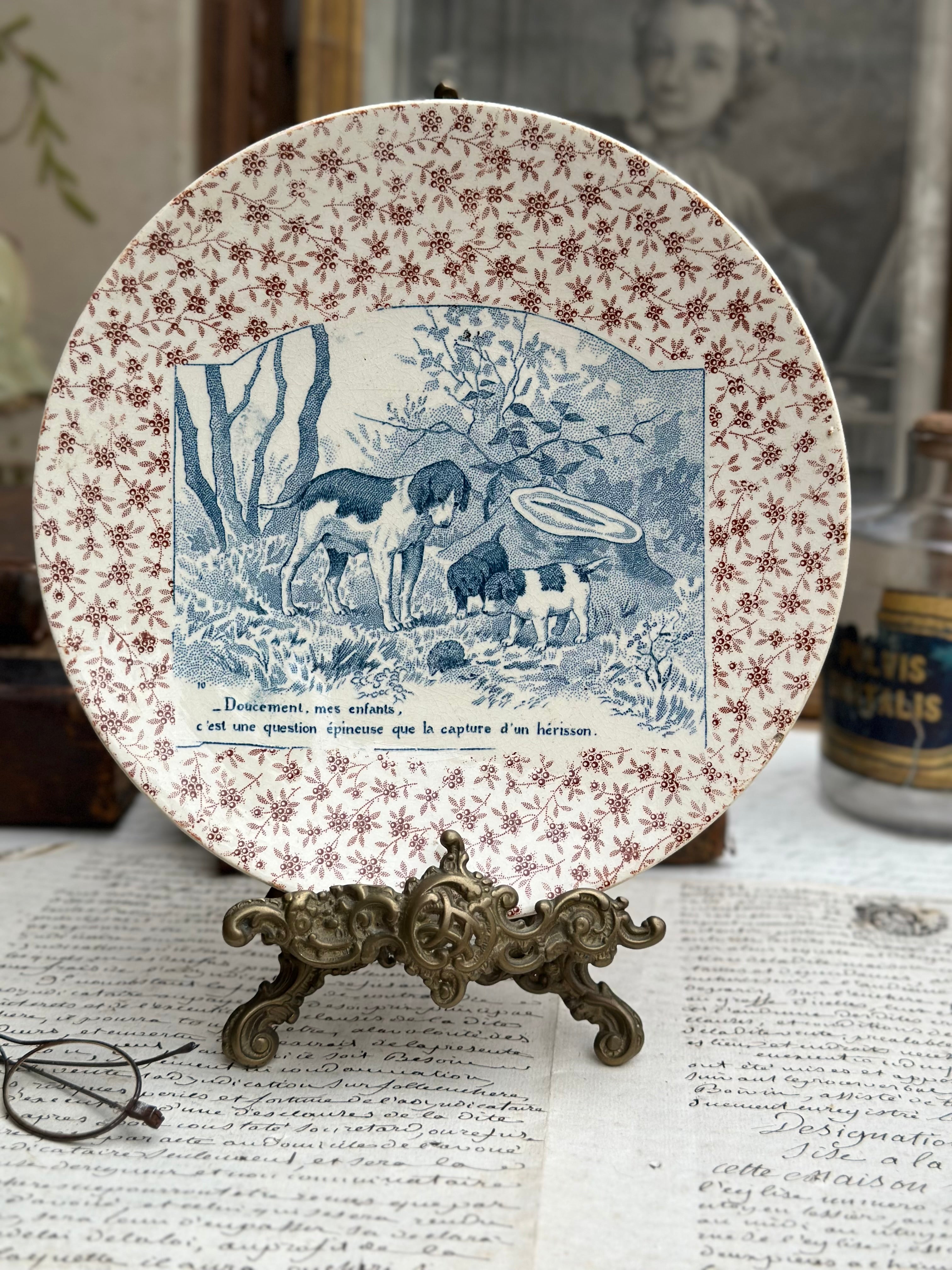 Assiette parlante polychrome Sarreguemines Perse