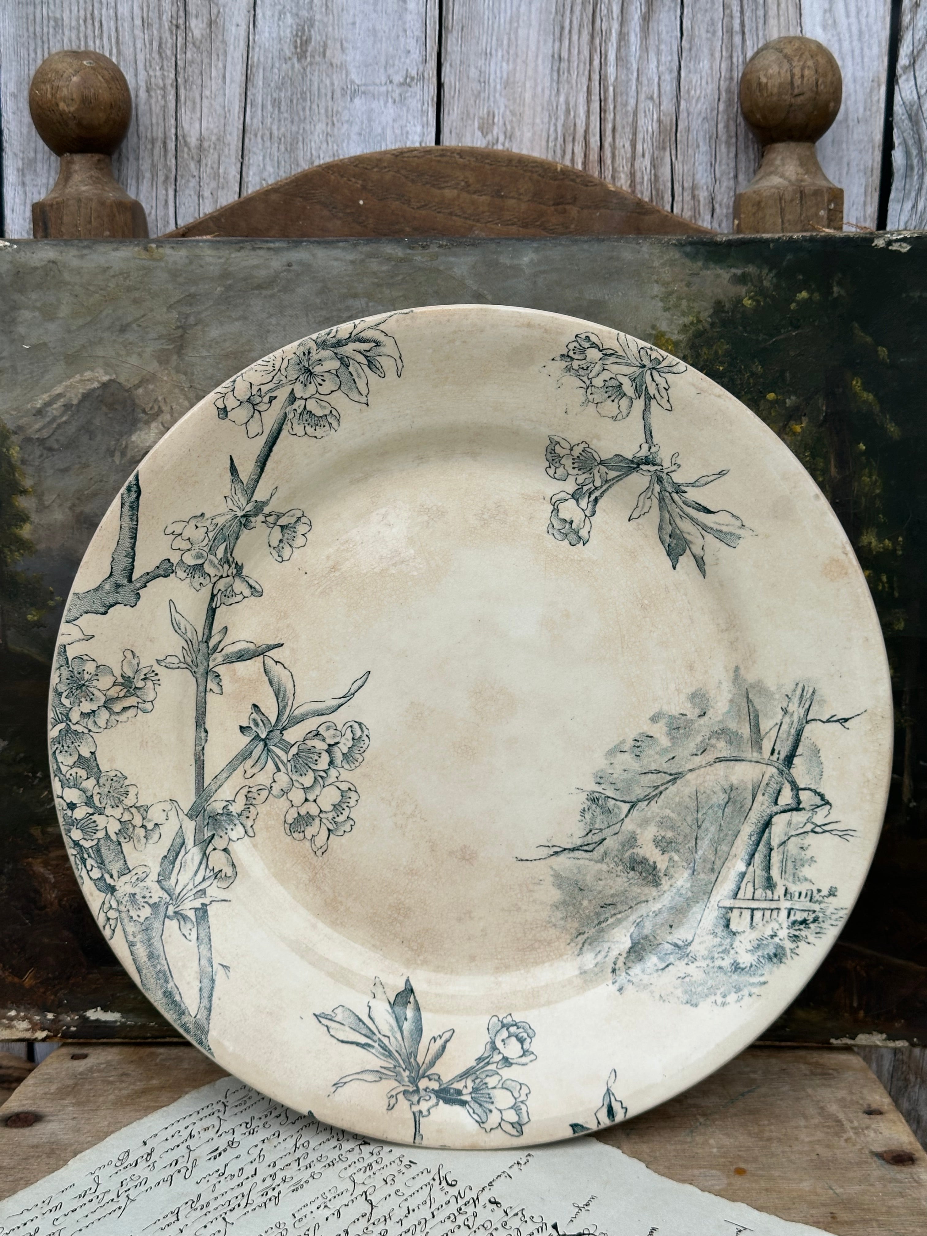 I. Pedestal dish Creil et Montereau, Cherry Tree pattern
