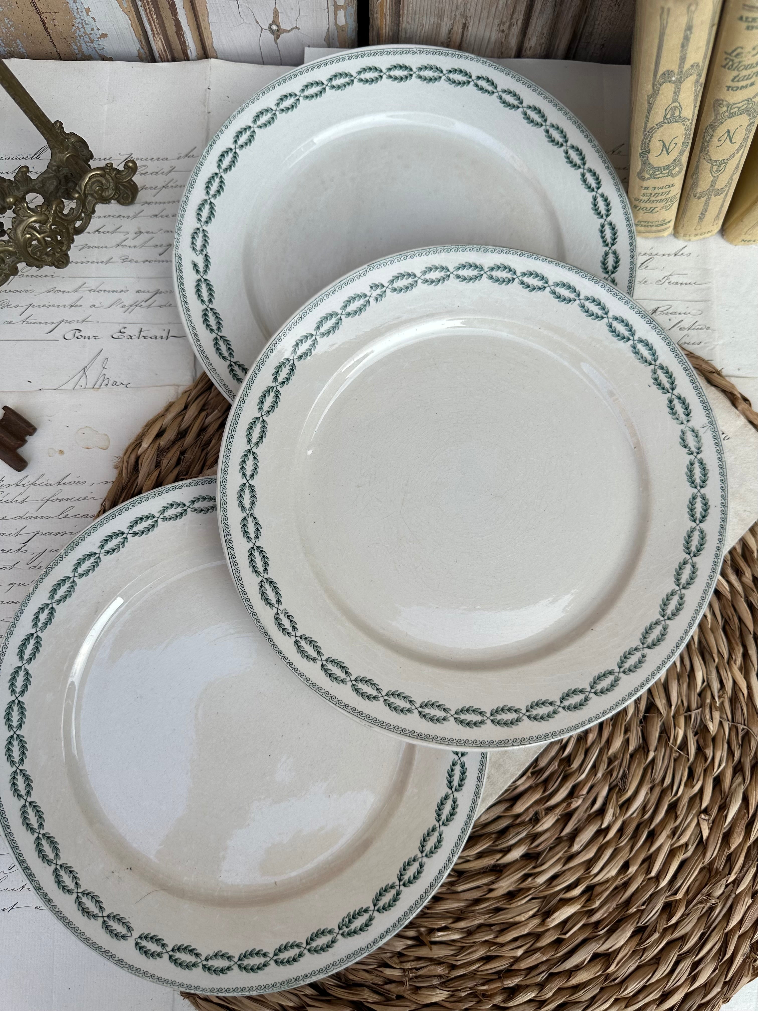 Three Sarreguemines dessert plates, Nobilis pattern