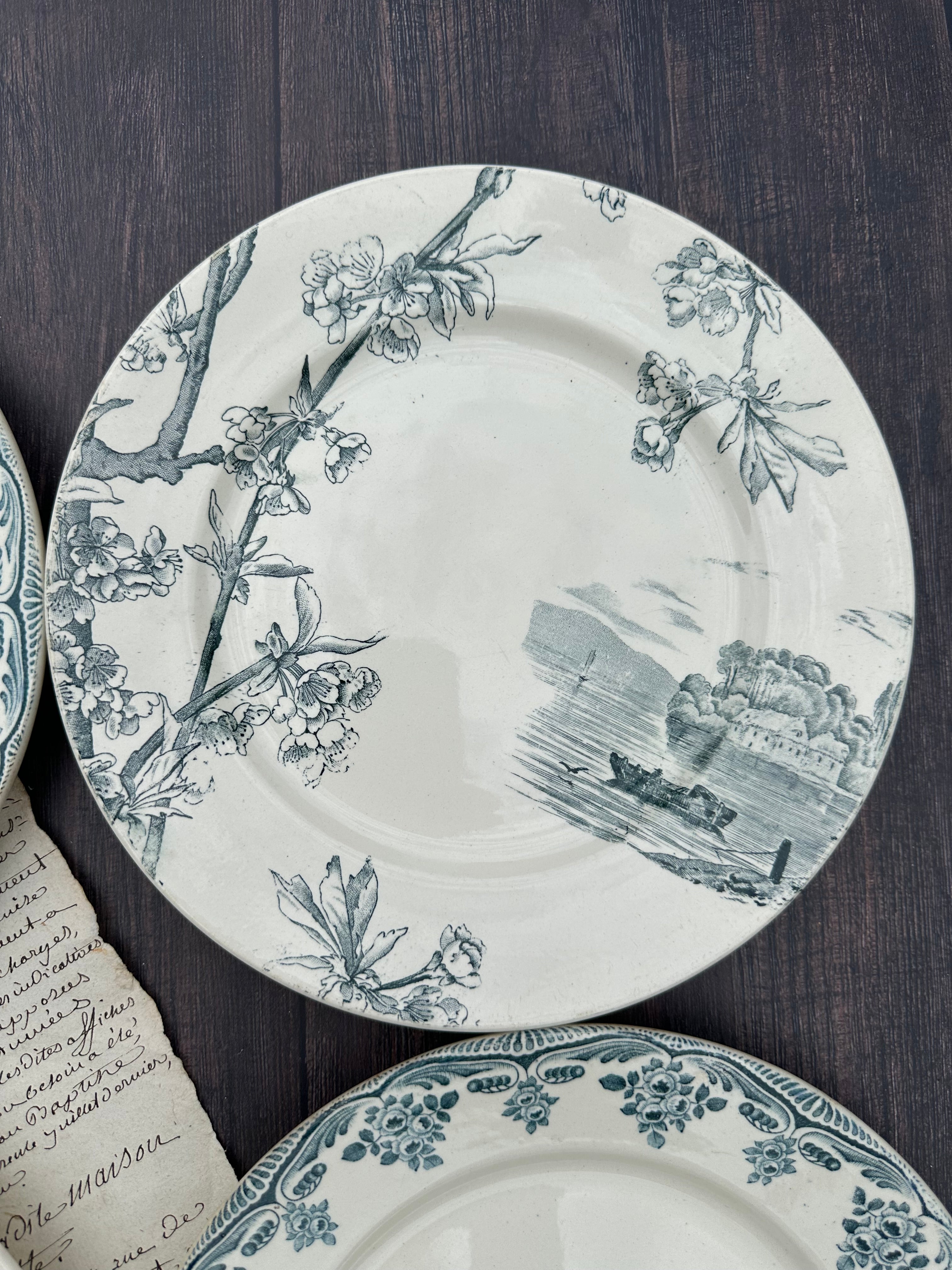 II. Set of 6 mismatched ironstone plates