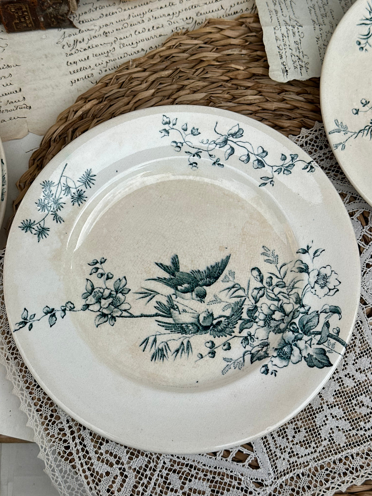 D. Suite de 5 assiettes à dessert Longwy modèle Mignon