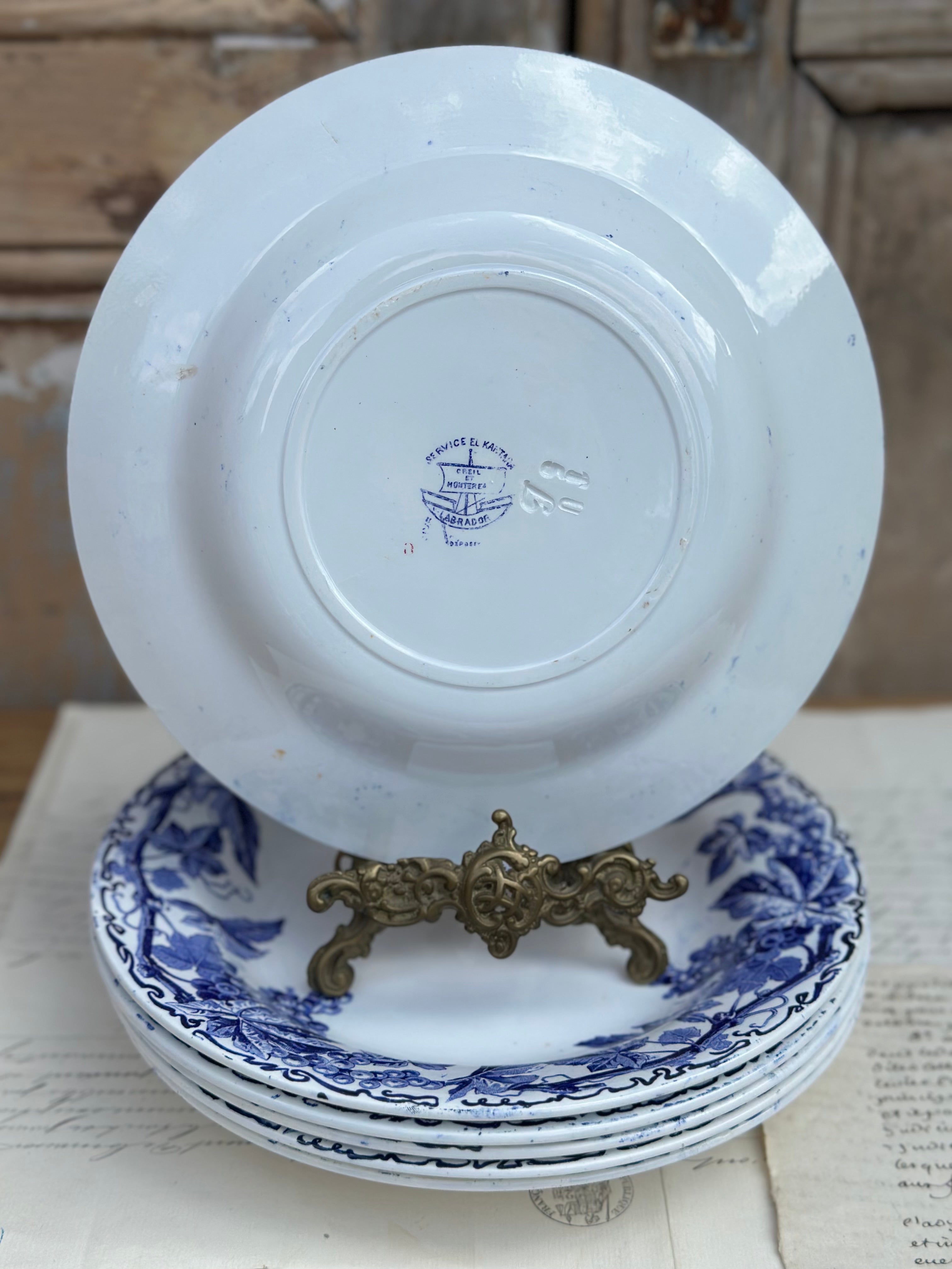 Suite de 6 assiettes creuses Creil et Montereau modèle El Kantara