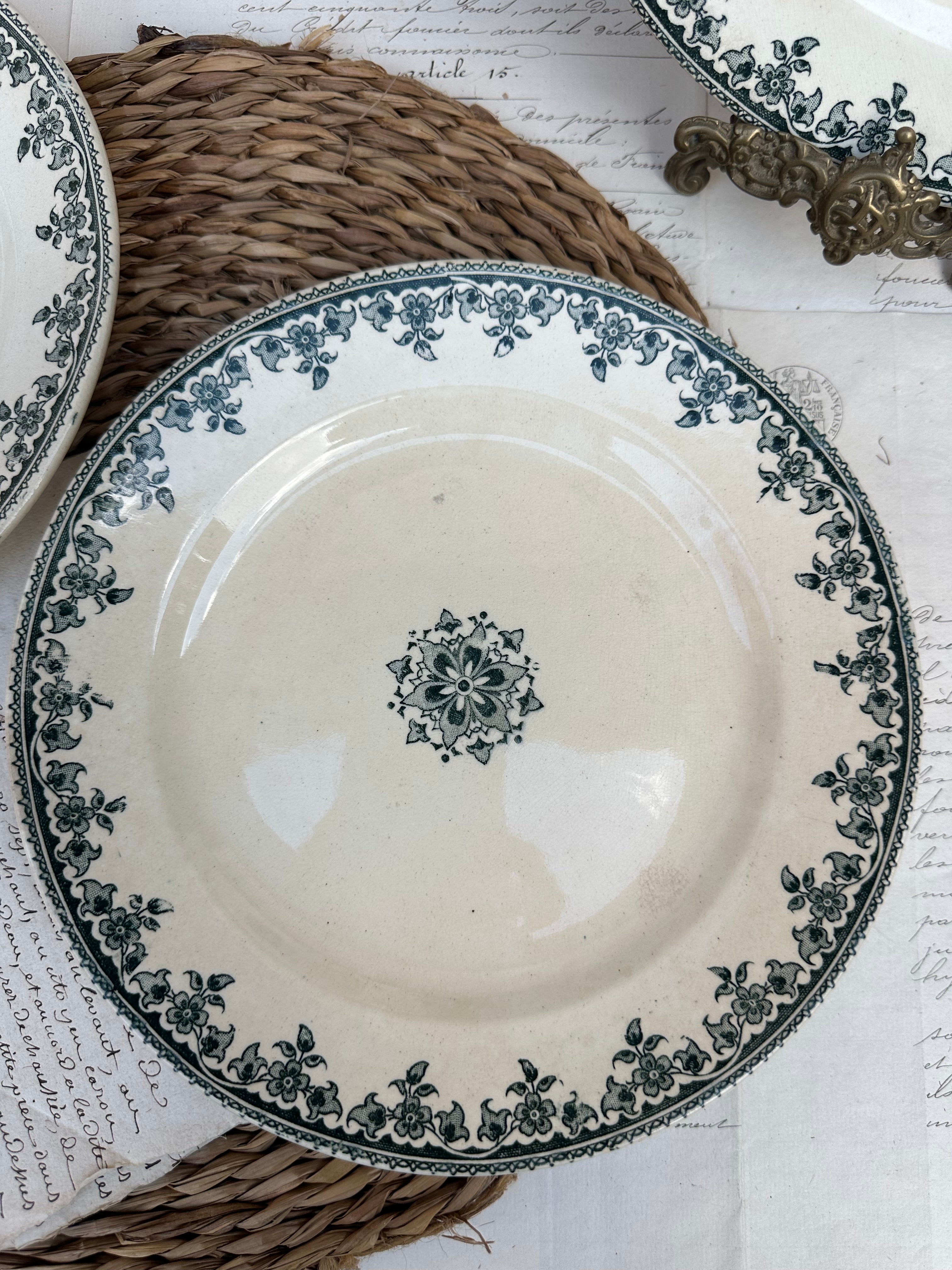 Suite de 4 assiettes plates Choisy le Roi modèle Gagny