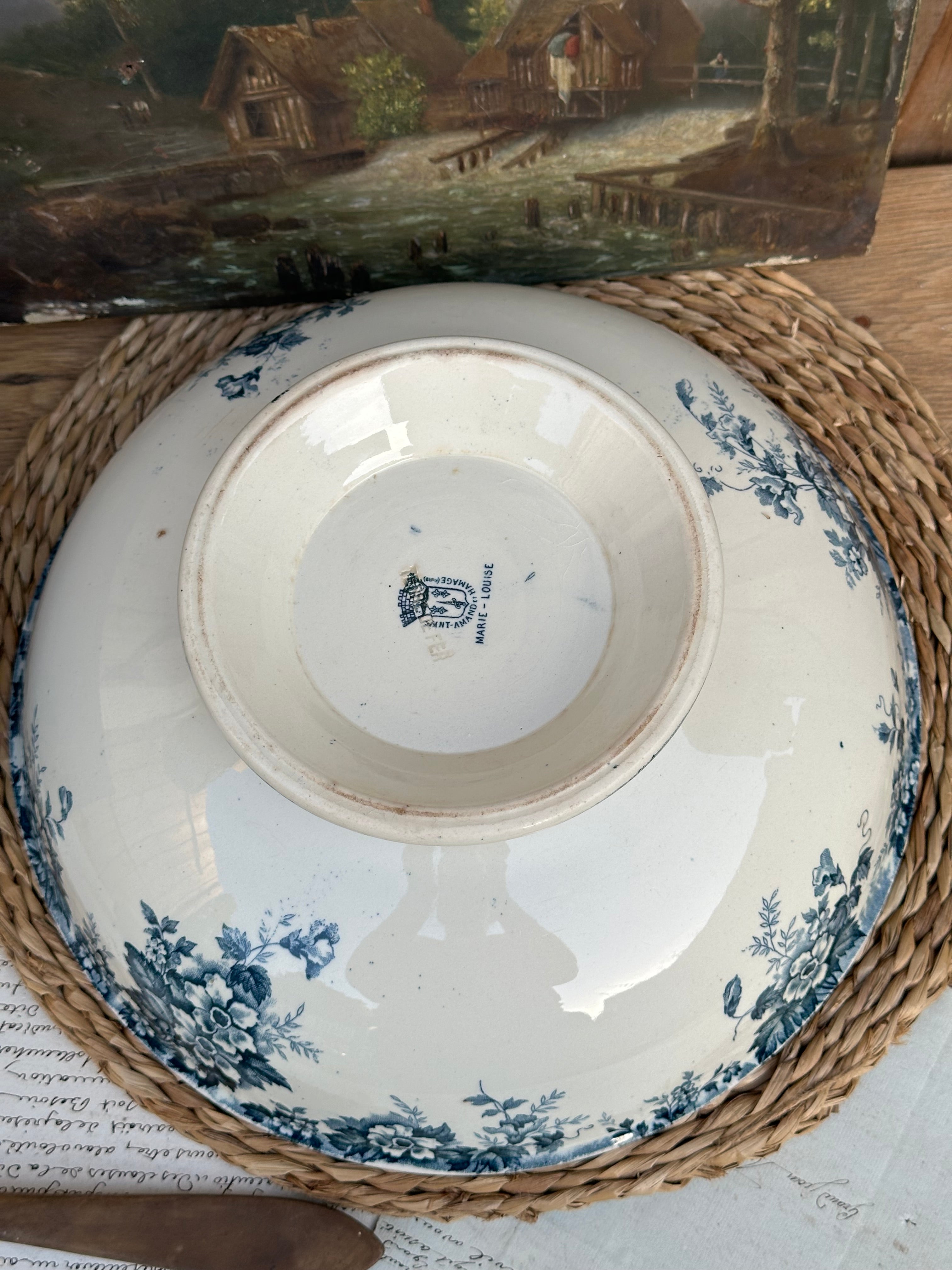 Large St. Amand Hamage Marie-Louise pattern salad bowl