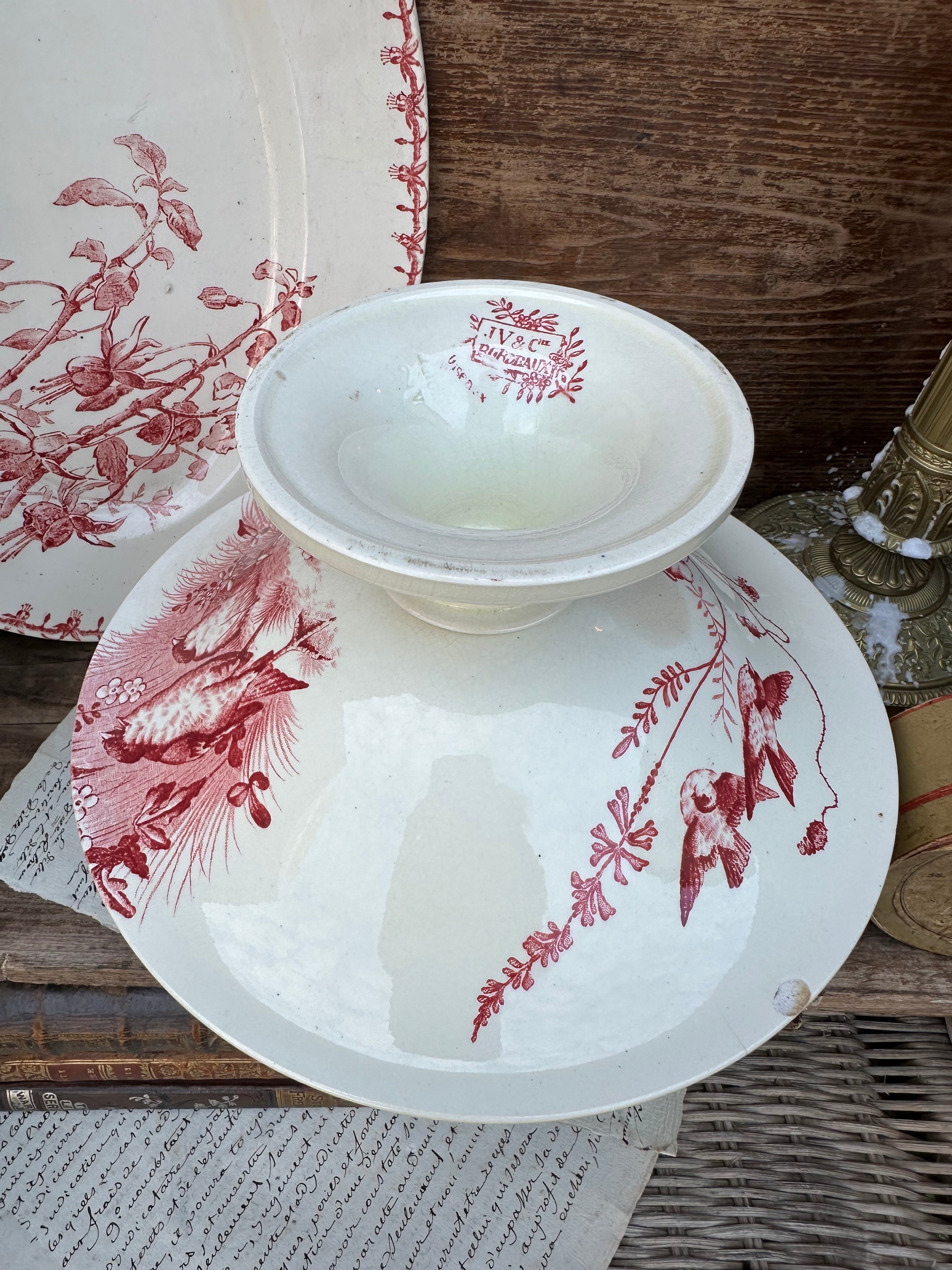 Jules Vieillard Bordeaux Birds Pattern Compote Dish