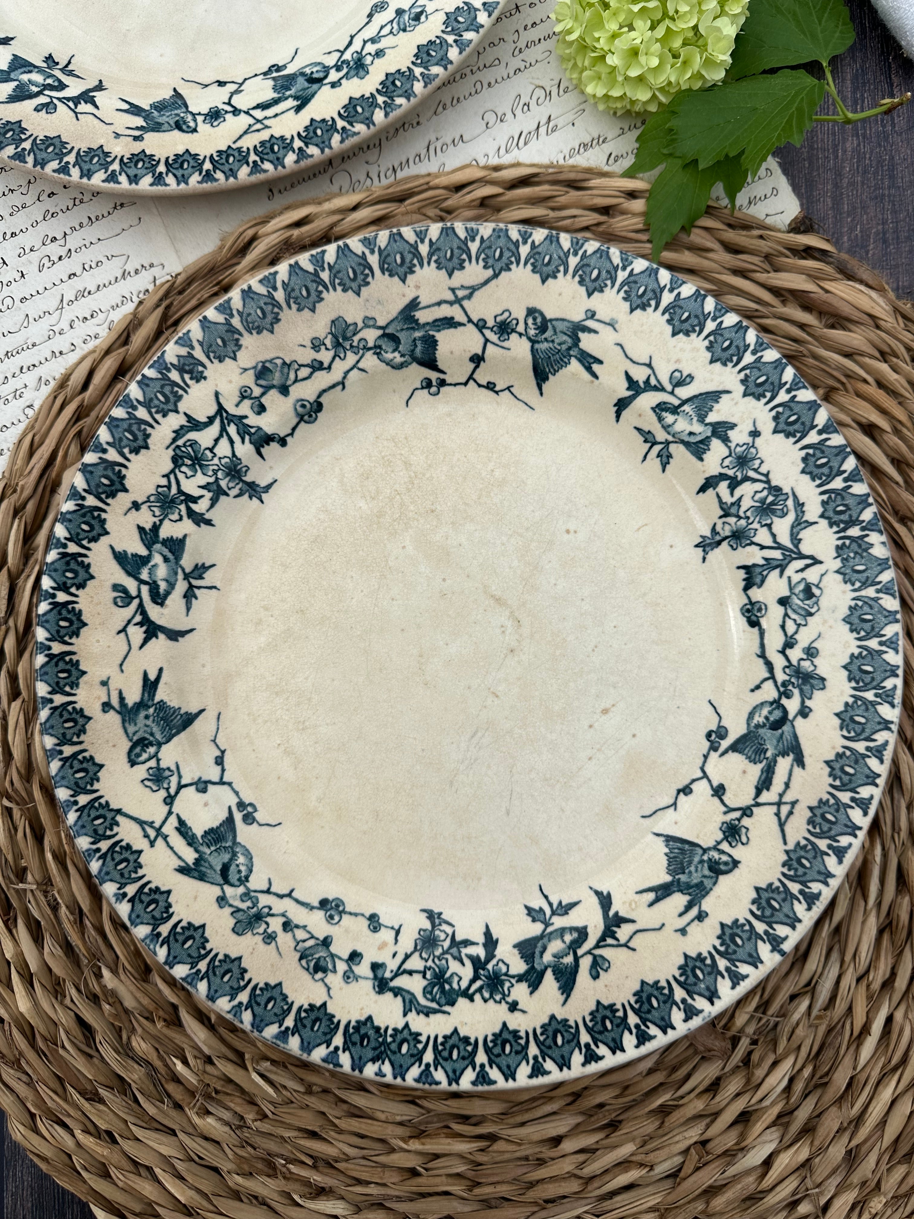 Reserved - 9 Choisy le Roi Lyonnais pattern plates (8 dinner plates and one dessert plate)