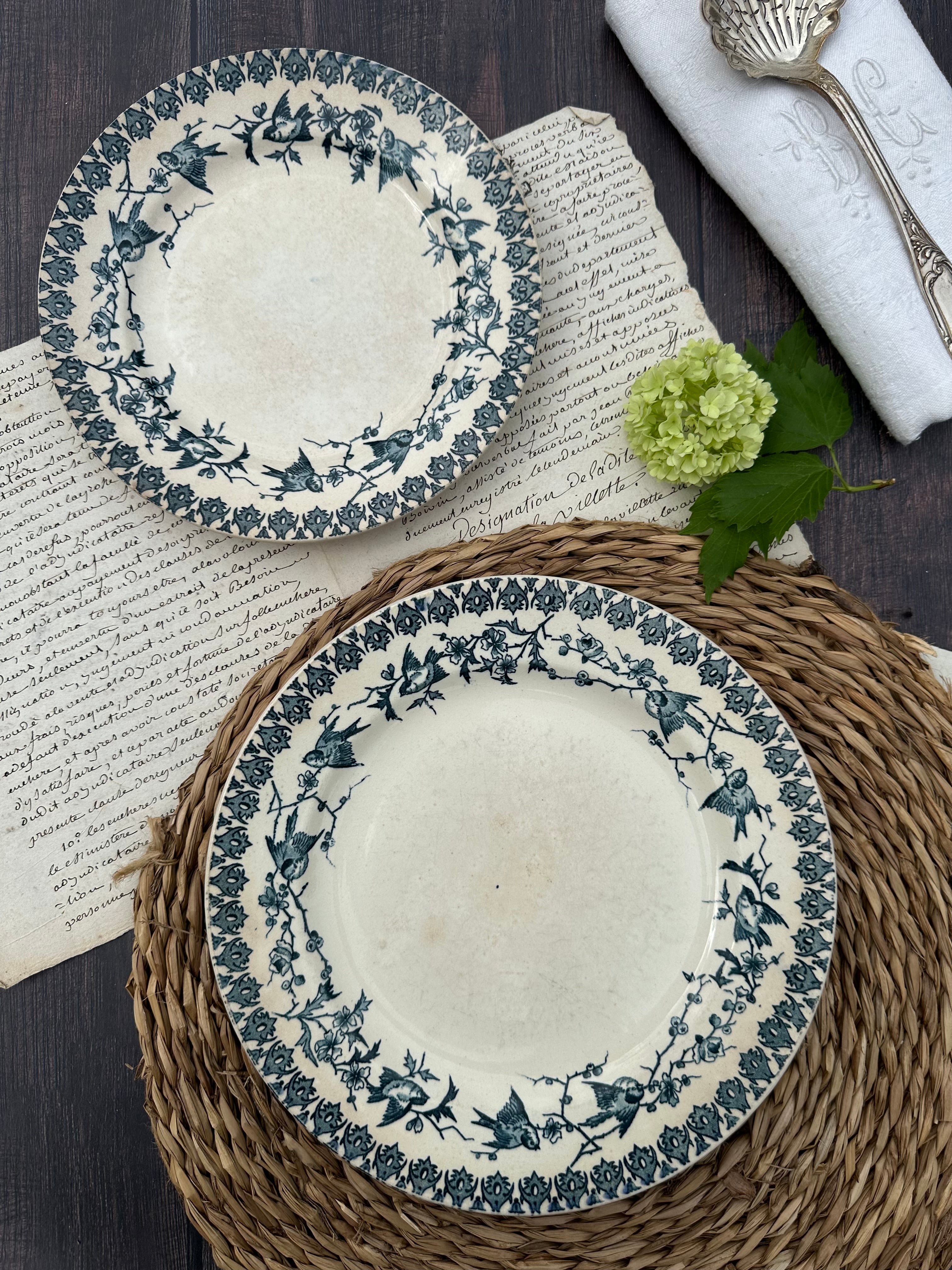 Reserved - 9 Choisy le Roi Lyonnais pattern plates (8 dinner plates and one dessert plate)