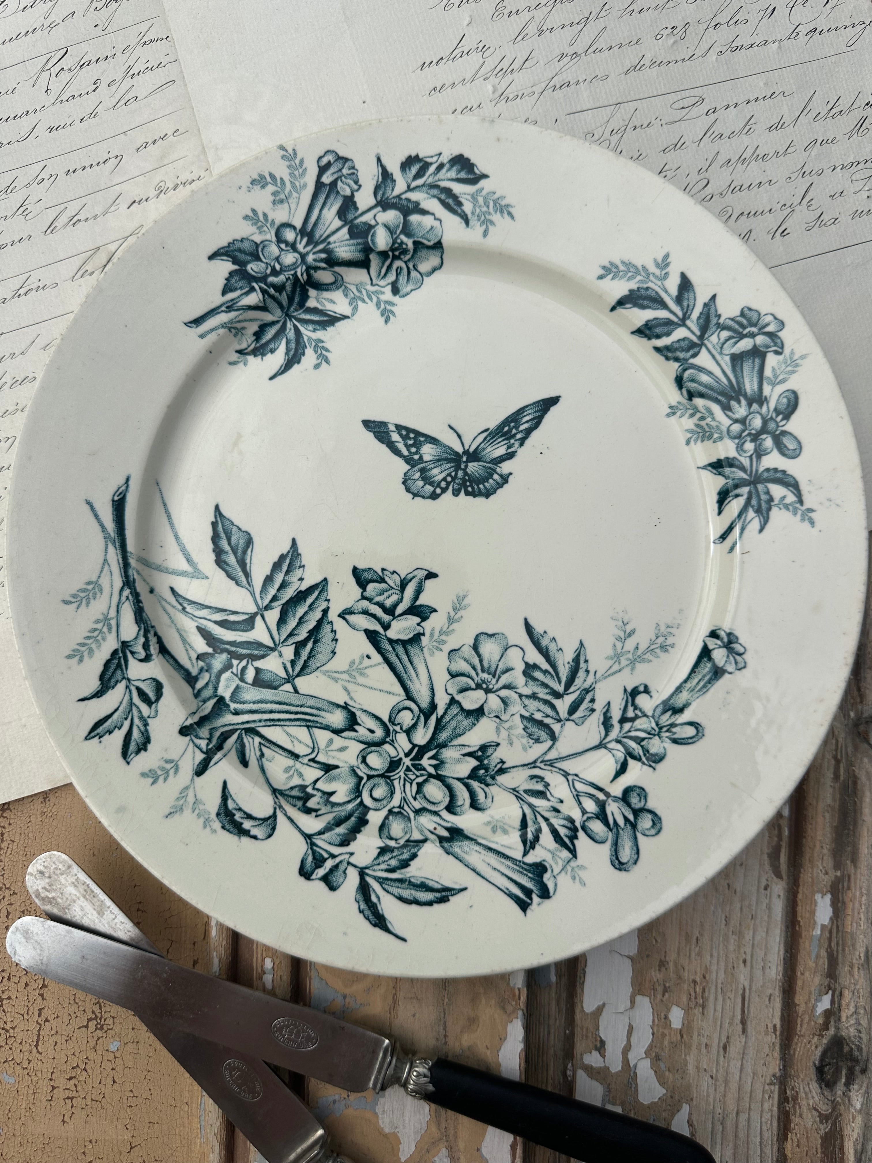 III. Set of 6 mismatched dinner plates
