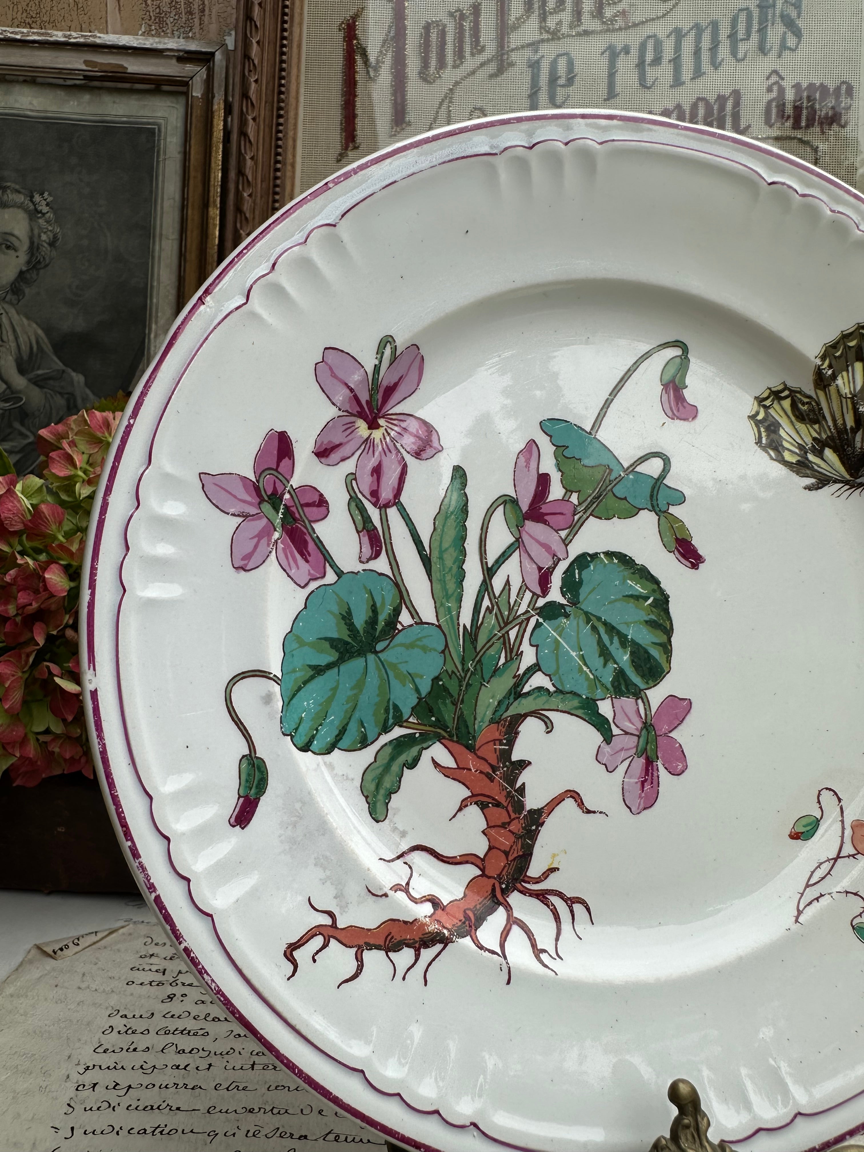 Assiette polychrome Jules Vieillard Bordeaux