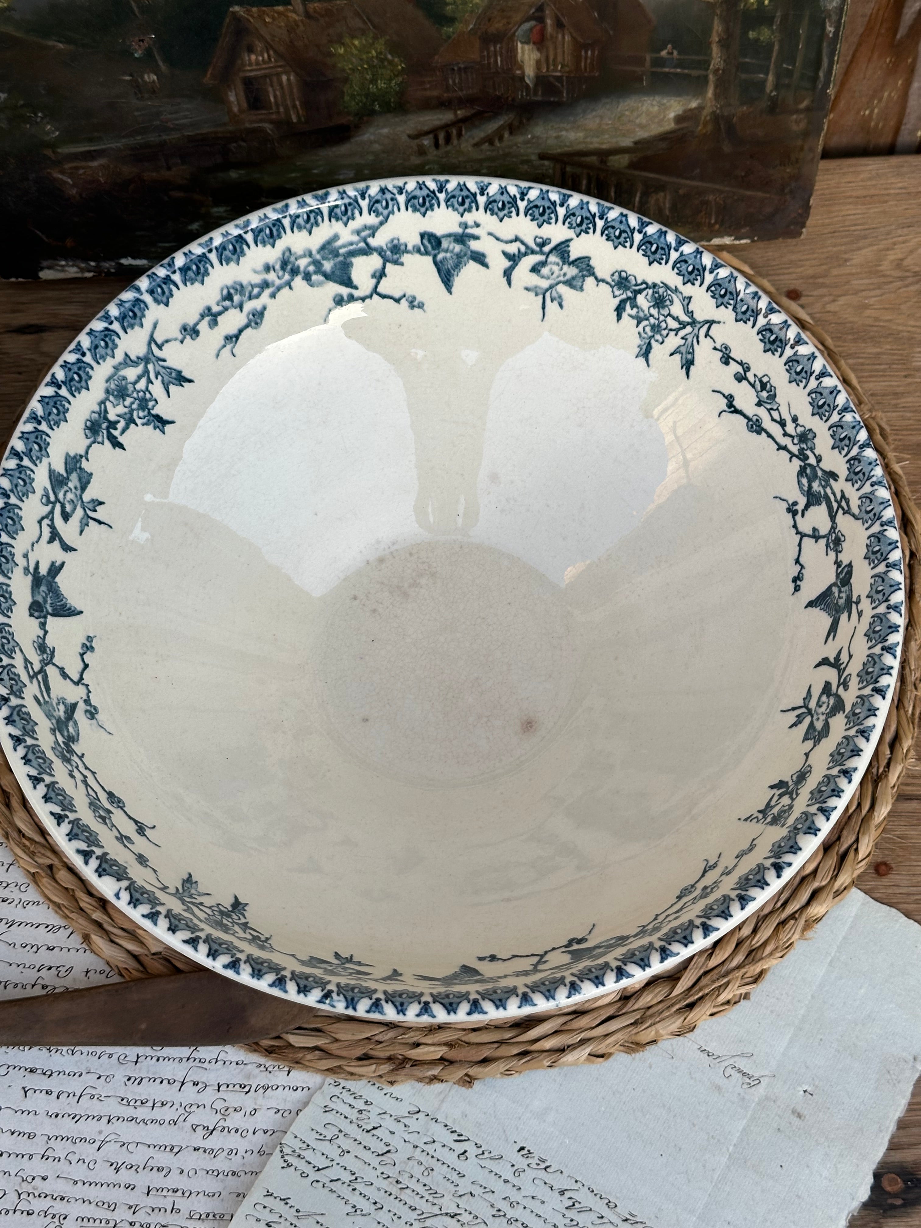 Large ironstone salad bowl Choisy le Roi Lyonnais model