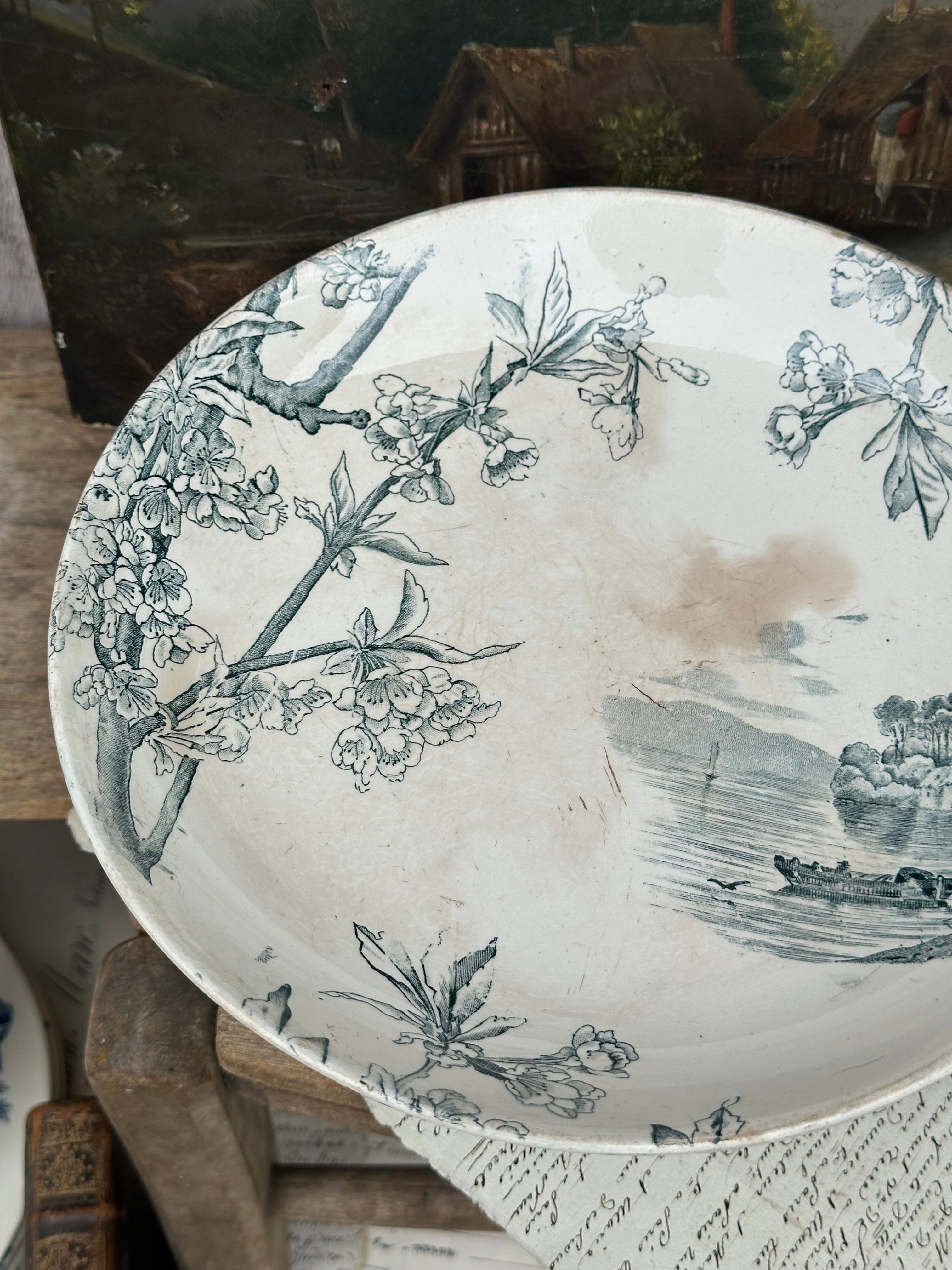 Creil et Montereau compotier, Cerisier pattern