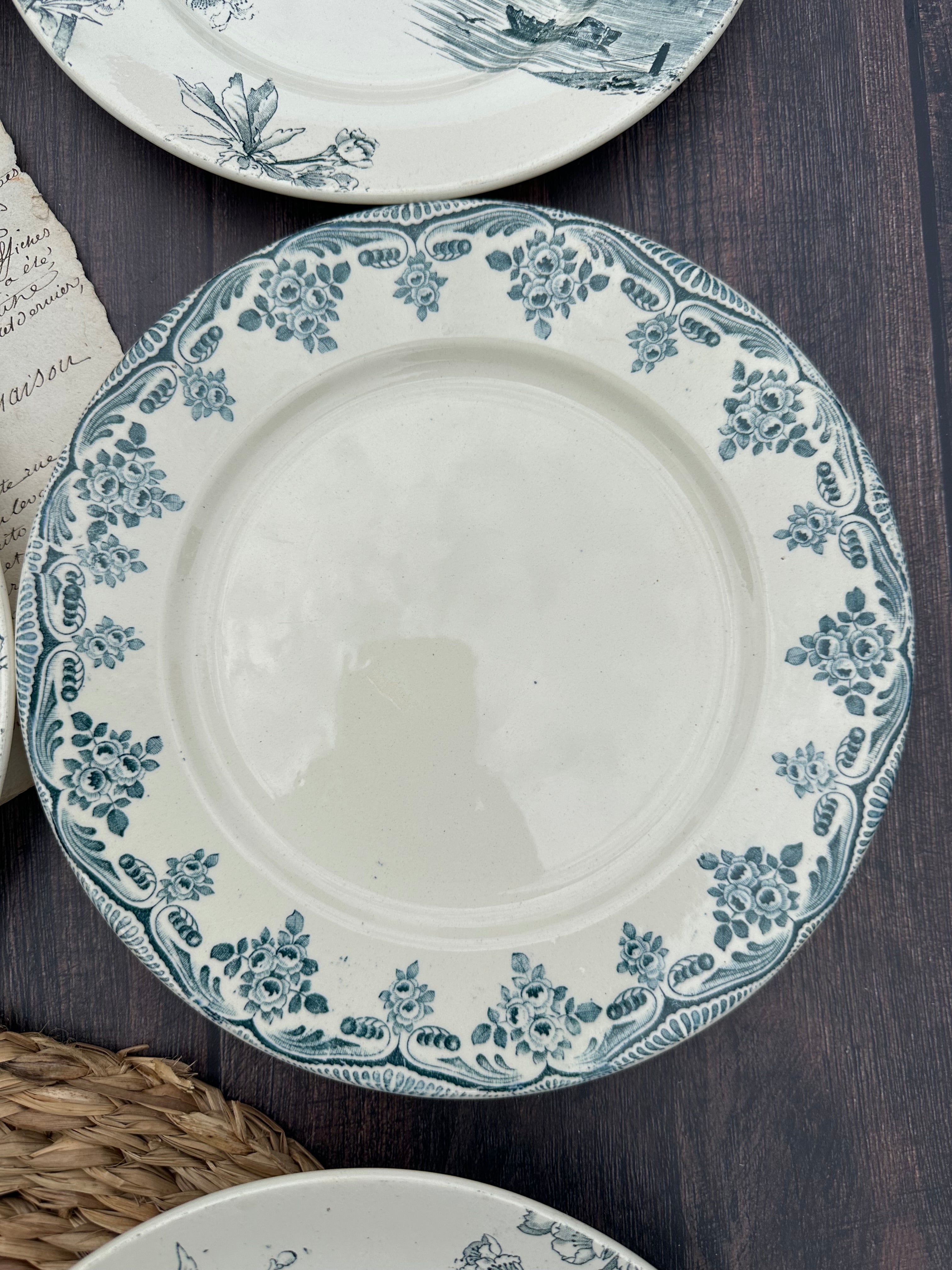 II. Set of 6 mismatched ironstone plates