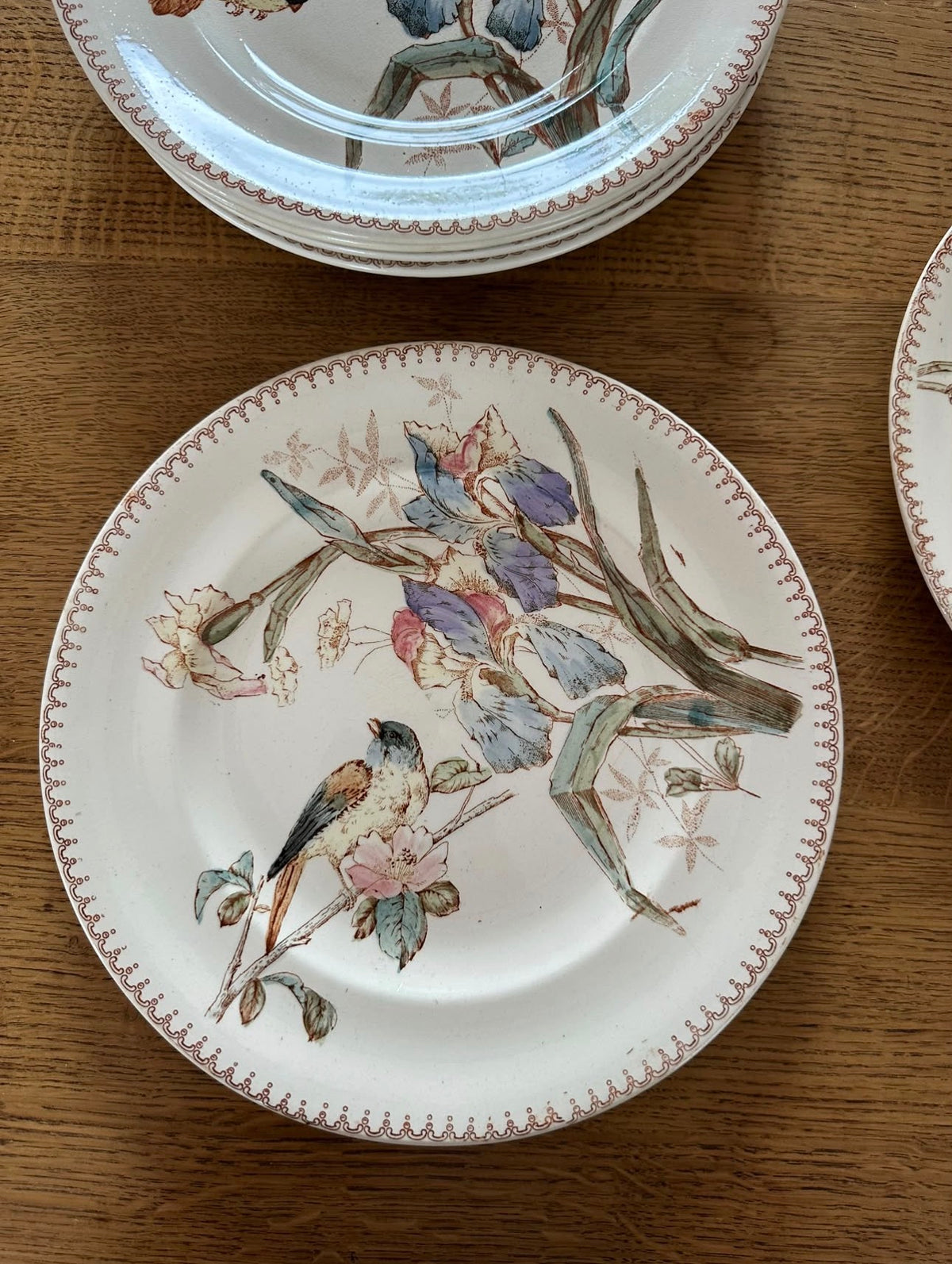 Deux assiettes Longwy Iris oiseaux