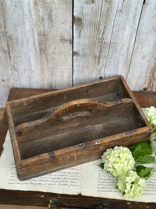 Antique wooden box, for tools or cutlery - 19th century