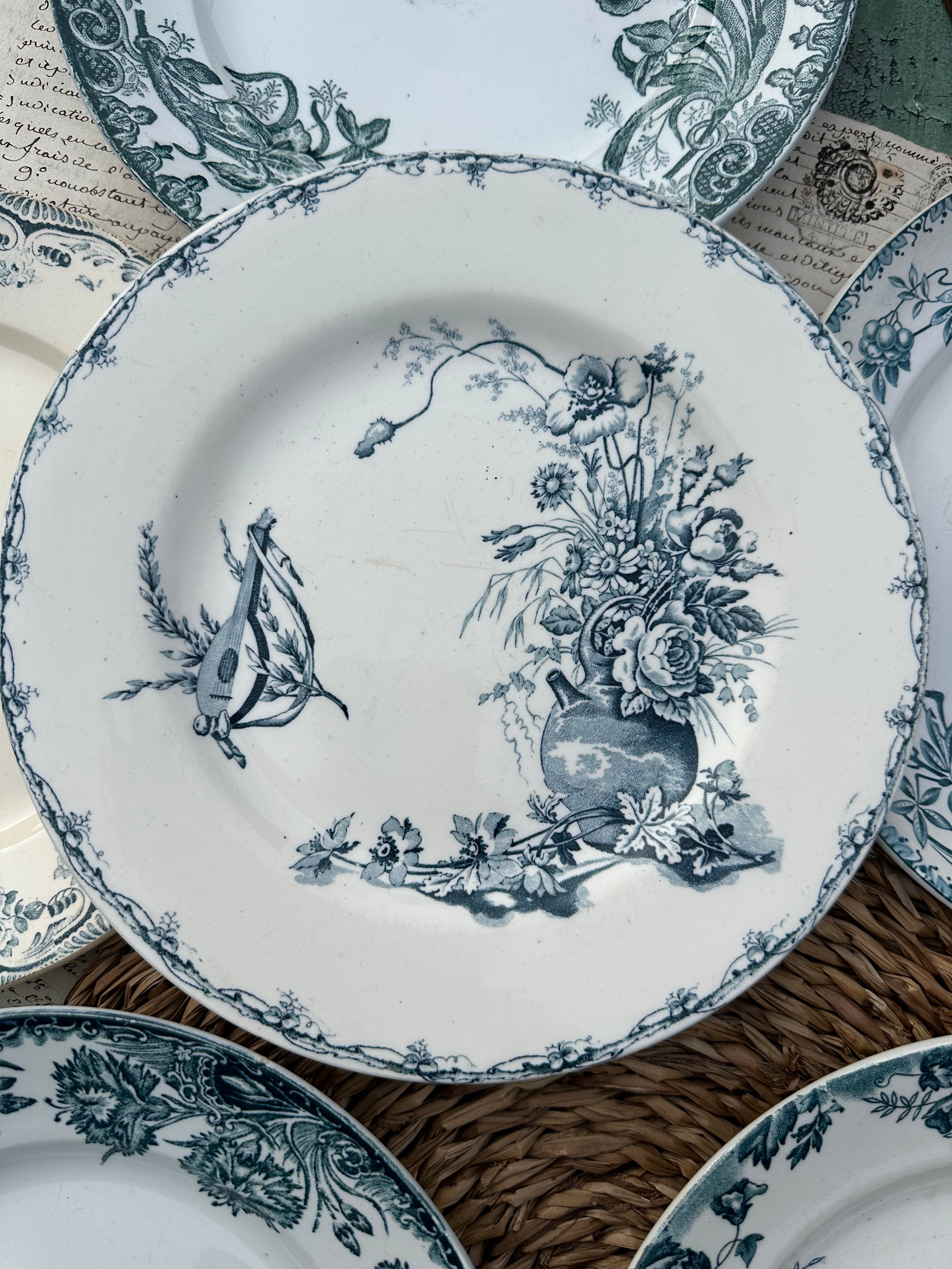III. Set of 6 mismatched ironstone dinner plates