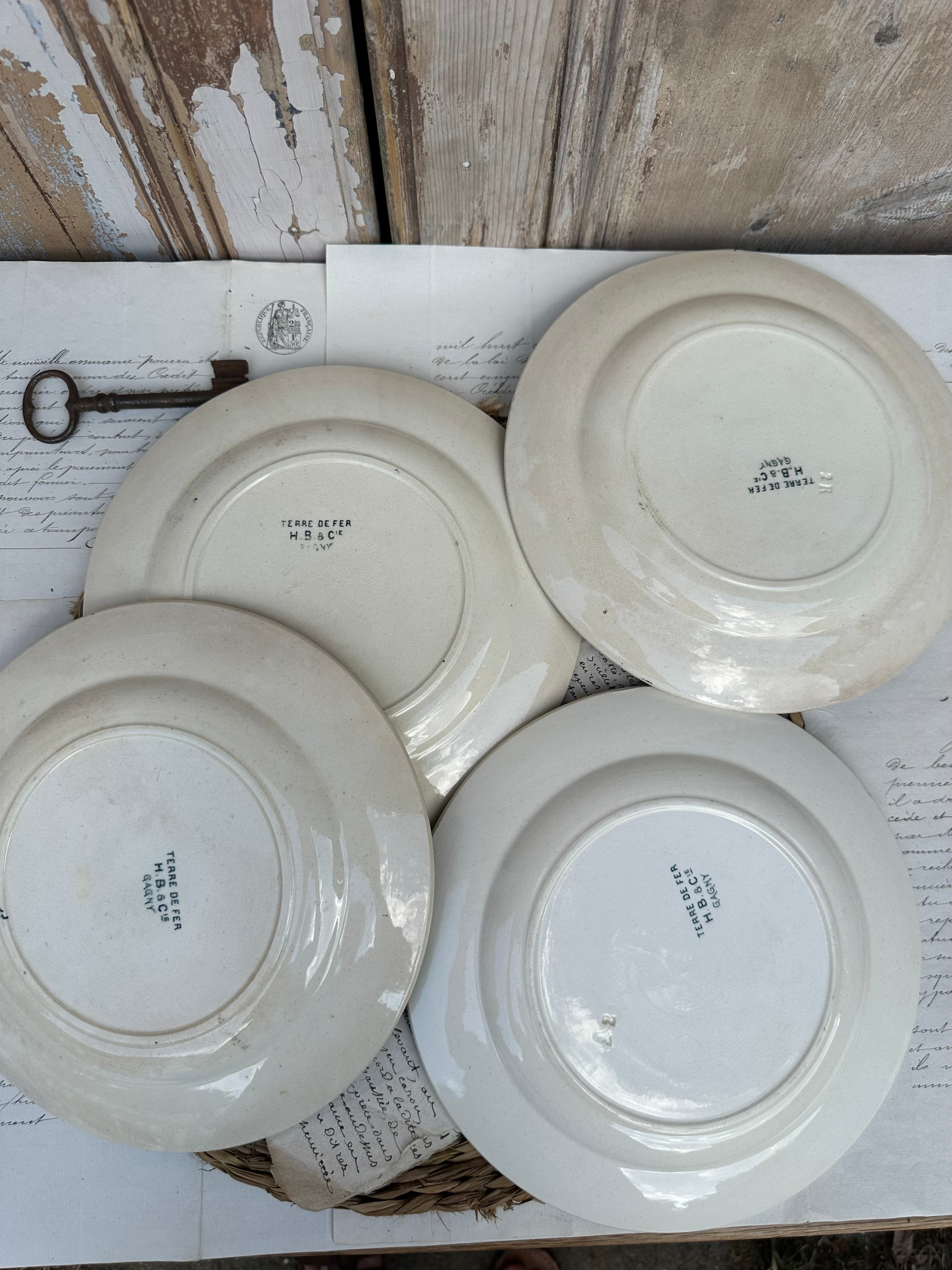 Suite de 4 assiettes plates Choisy le Roi modèle Gagny