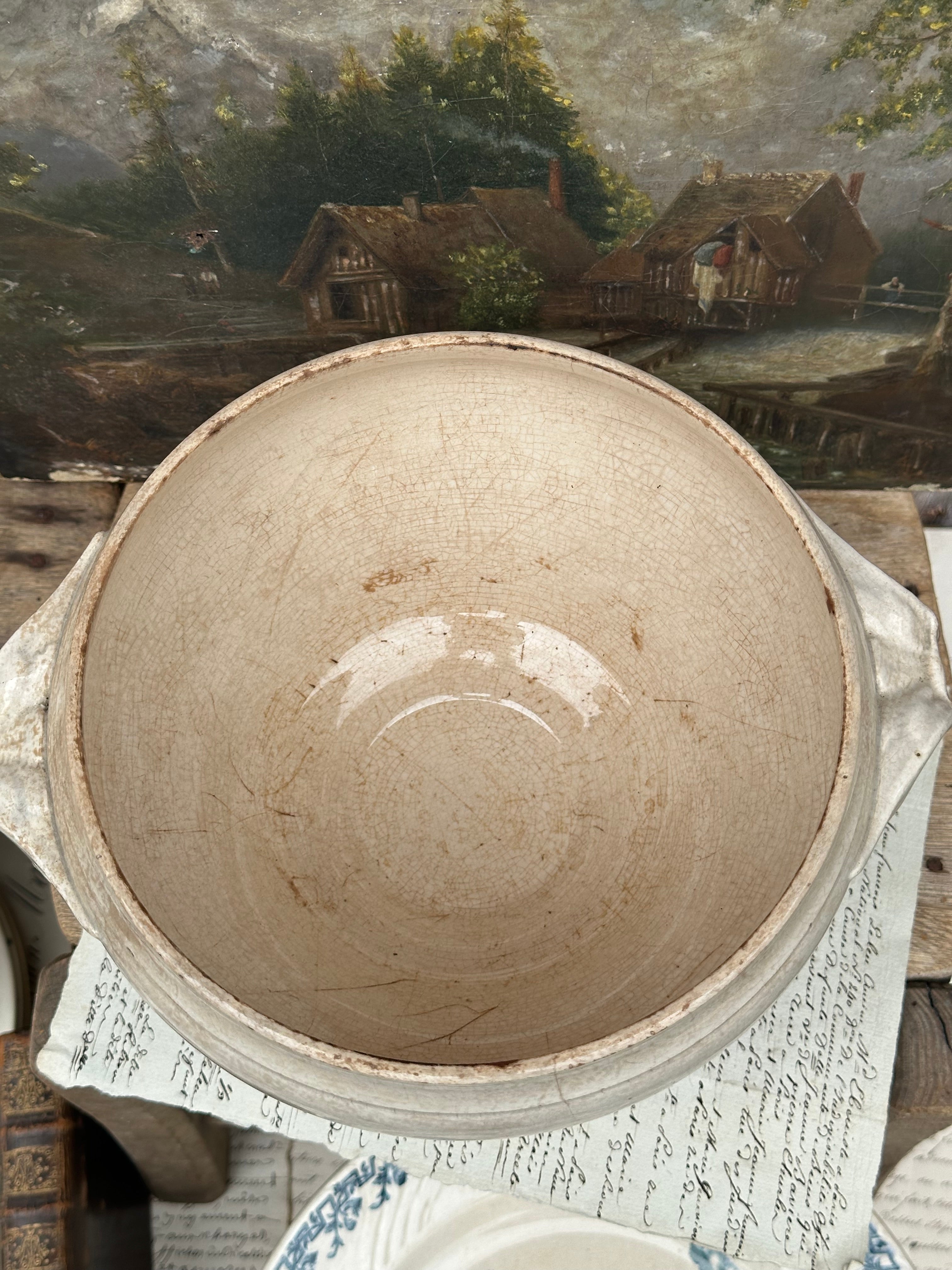 Small tureen with patina, Digoin Sarreguemines