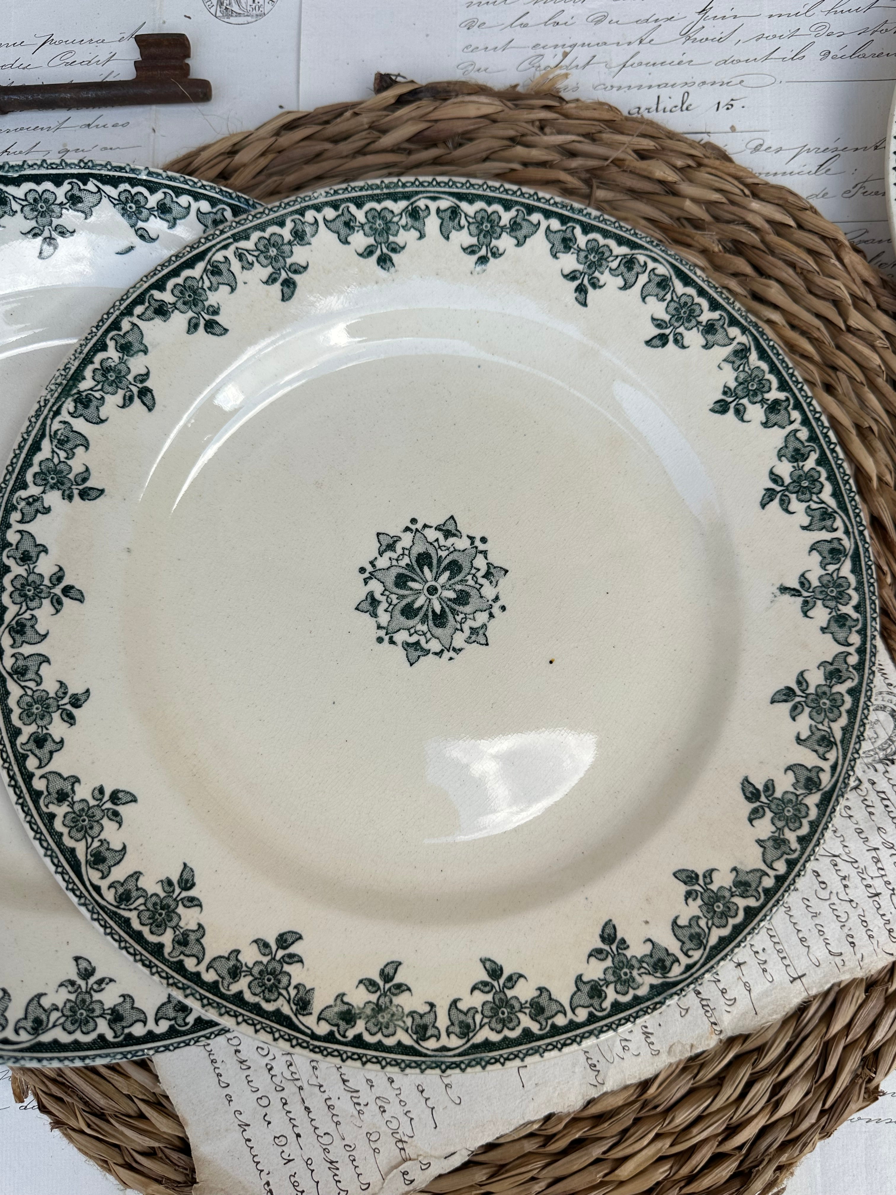 Suite de 5 assiettes plates Choisy le Roi modèle Gagny