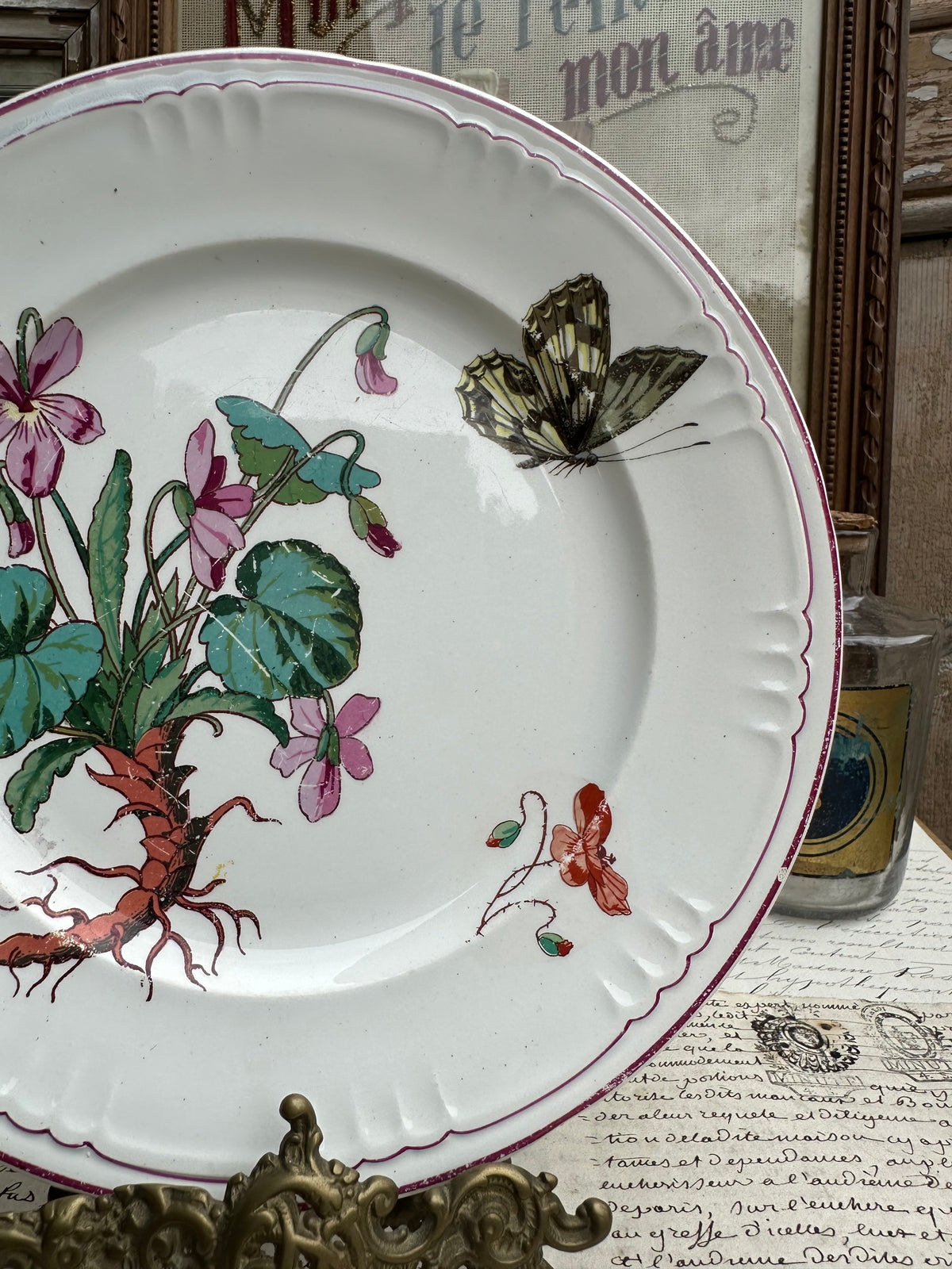 Assiette polychrome Jules Vieillard Bordeaux