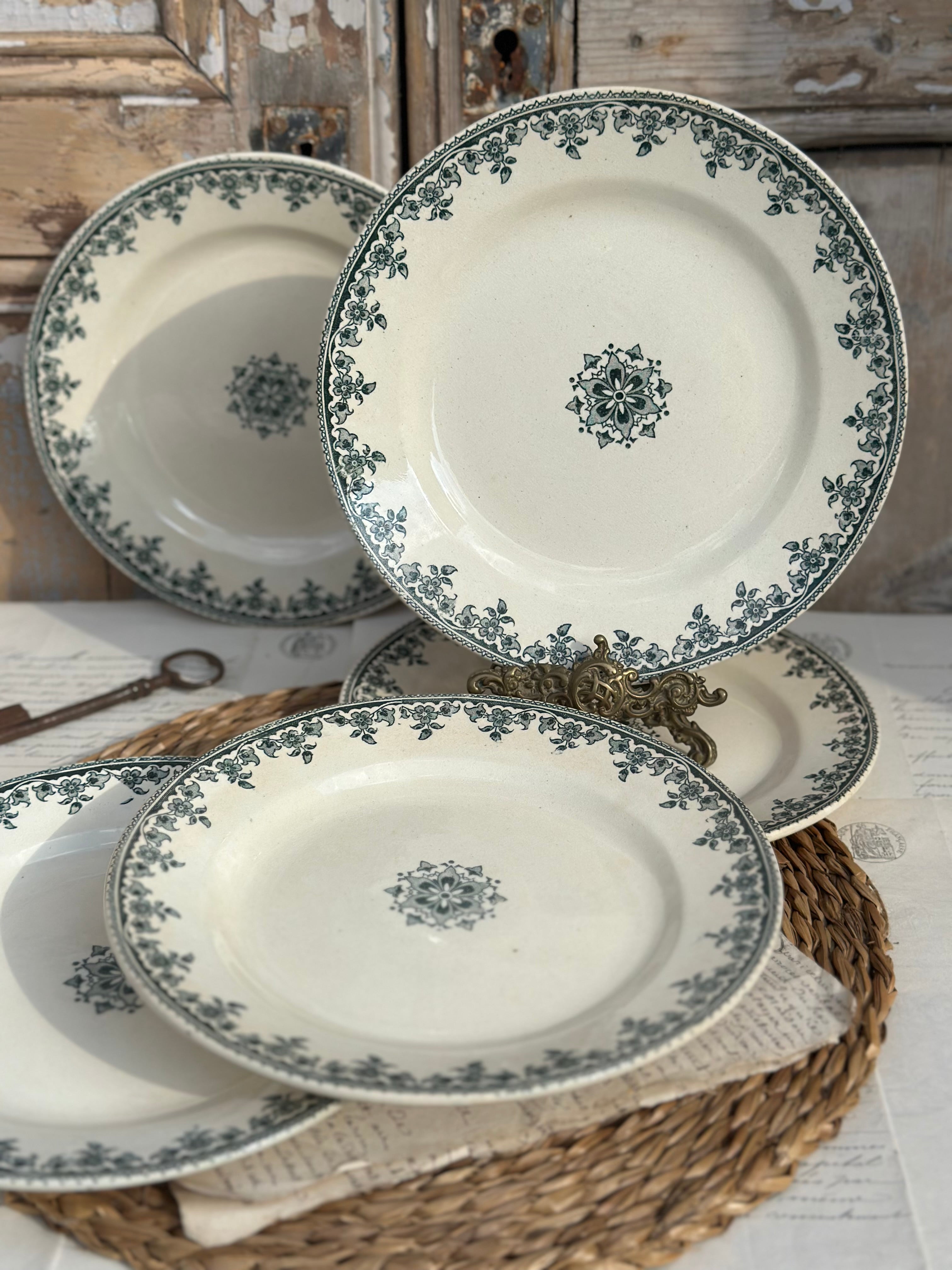 Suite de 5 assiettes plates Choisy le Roi modèle Gagny