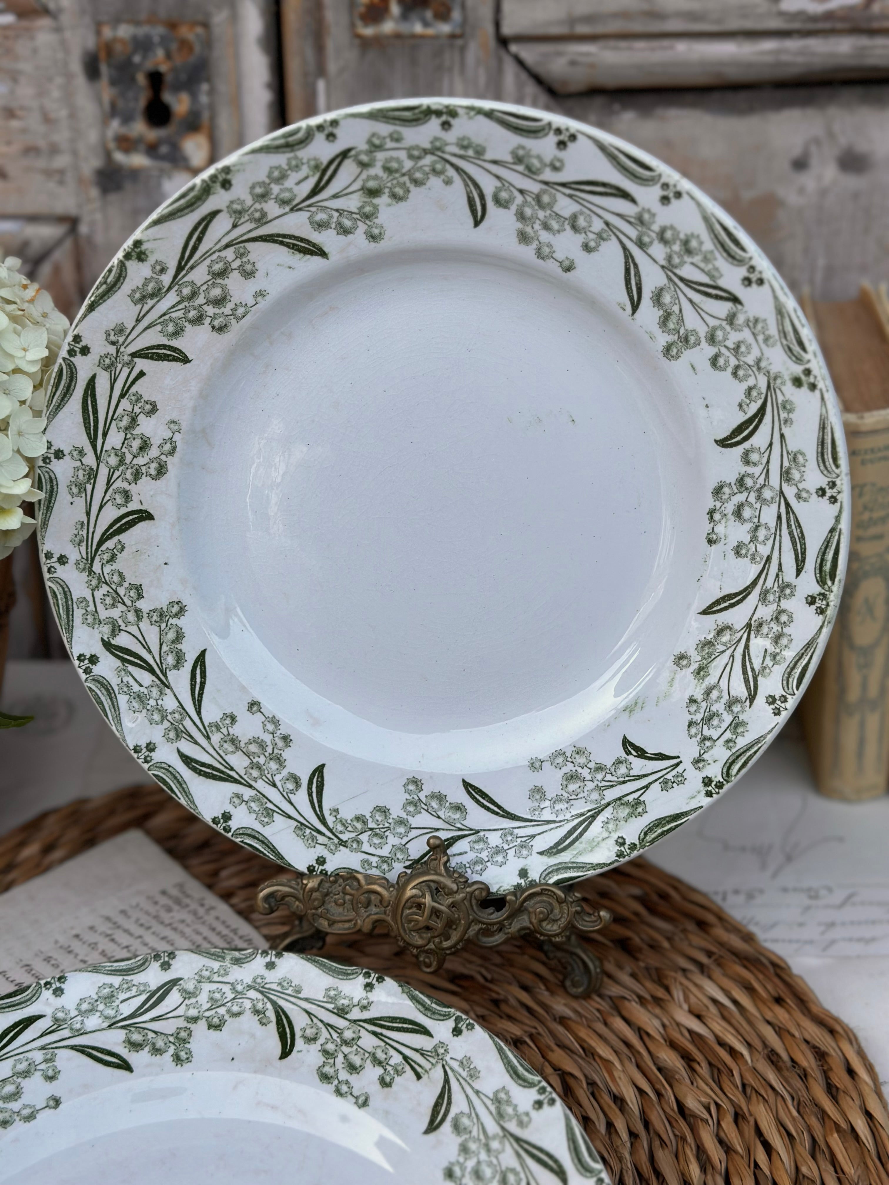 Paire d'assiettes plates St. Amand modèle Mimosa