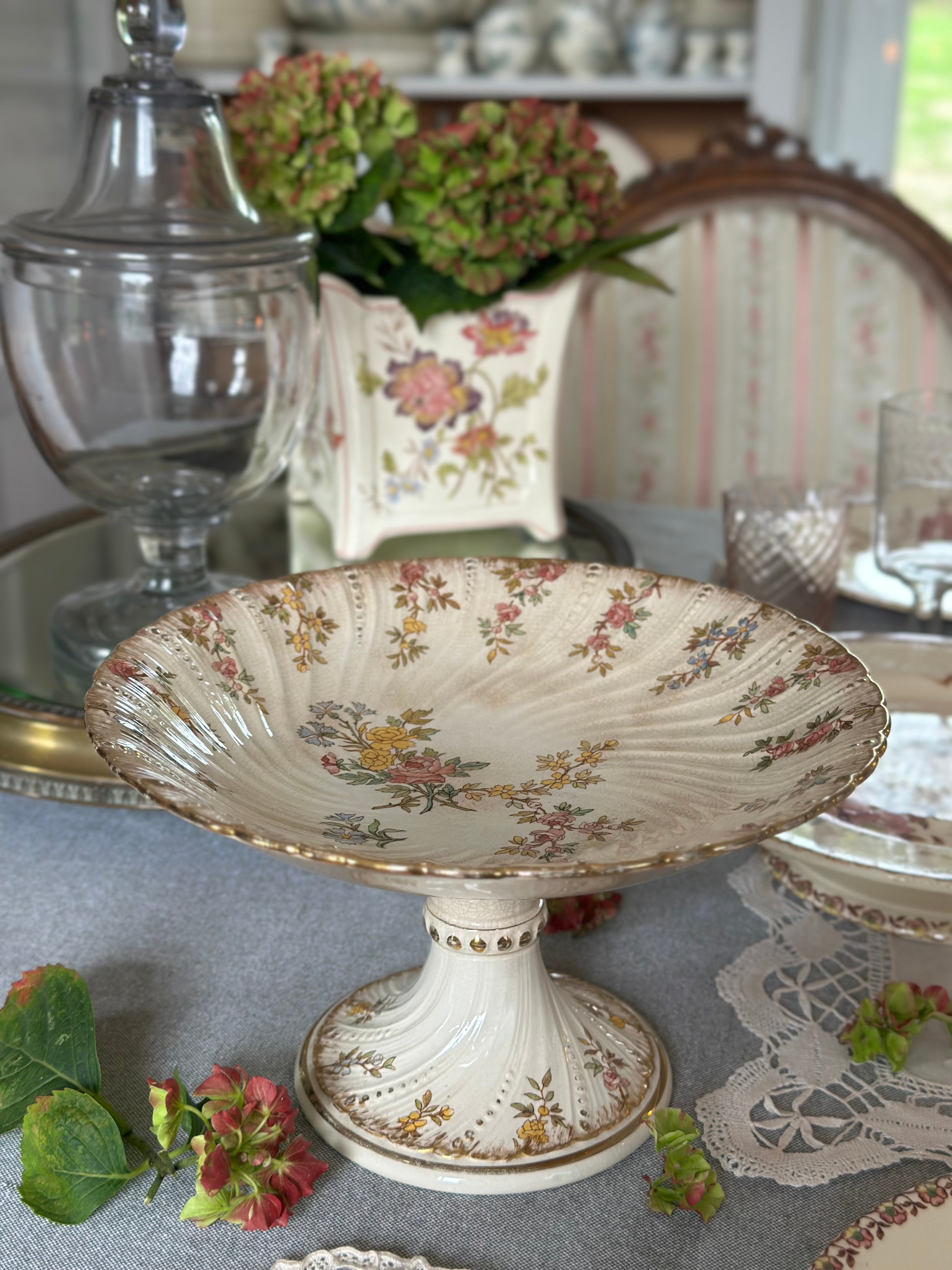 Compotier polychrome Sarreguemines modèle Louis XV