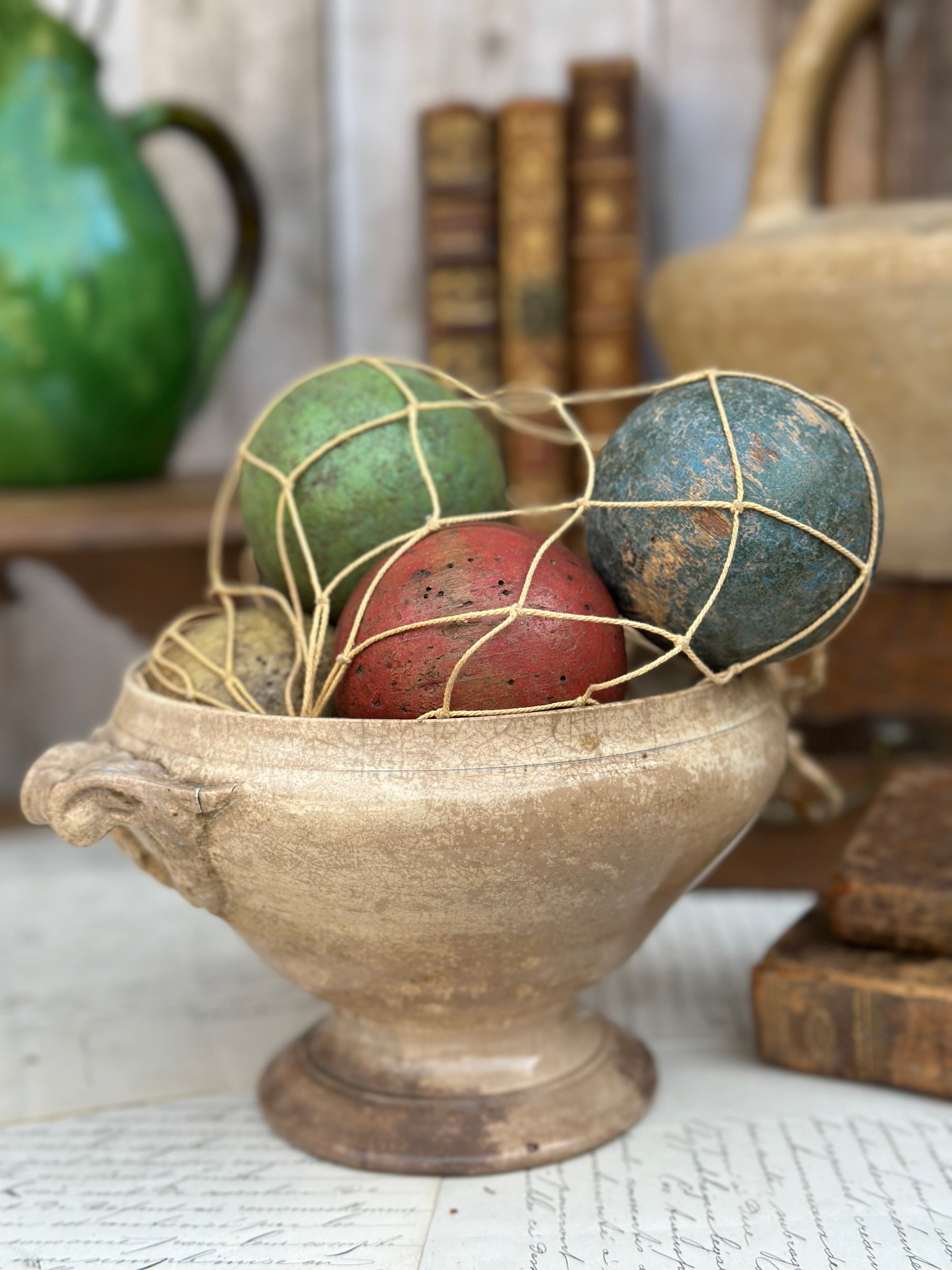 Lot of 6 antique wooden boules