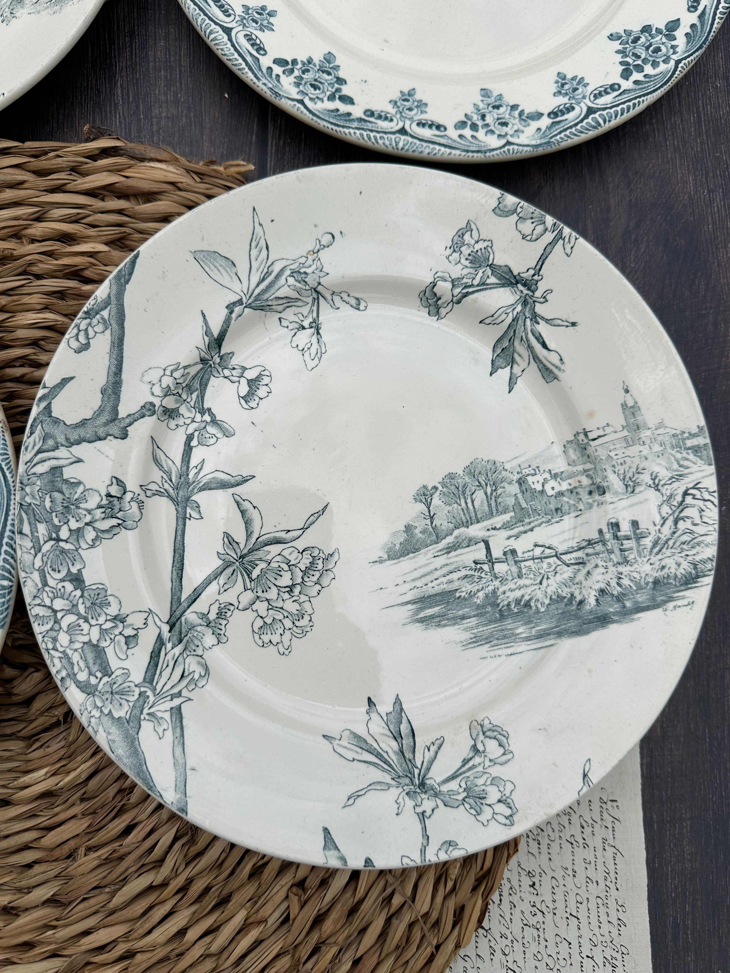 II. Set of 6 mismatched ironstone plates