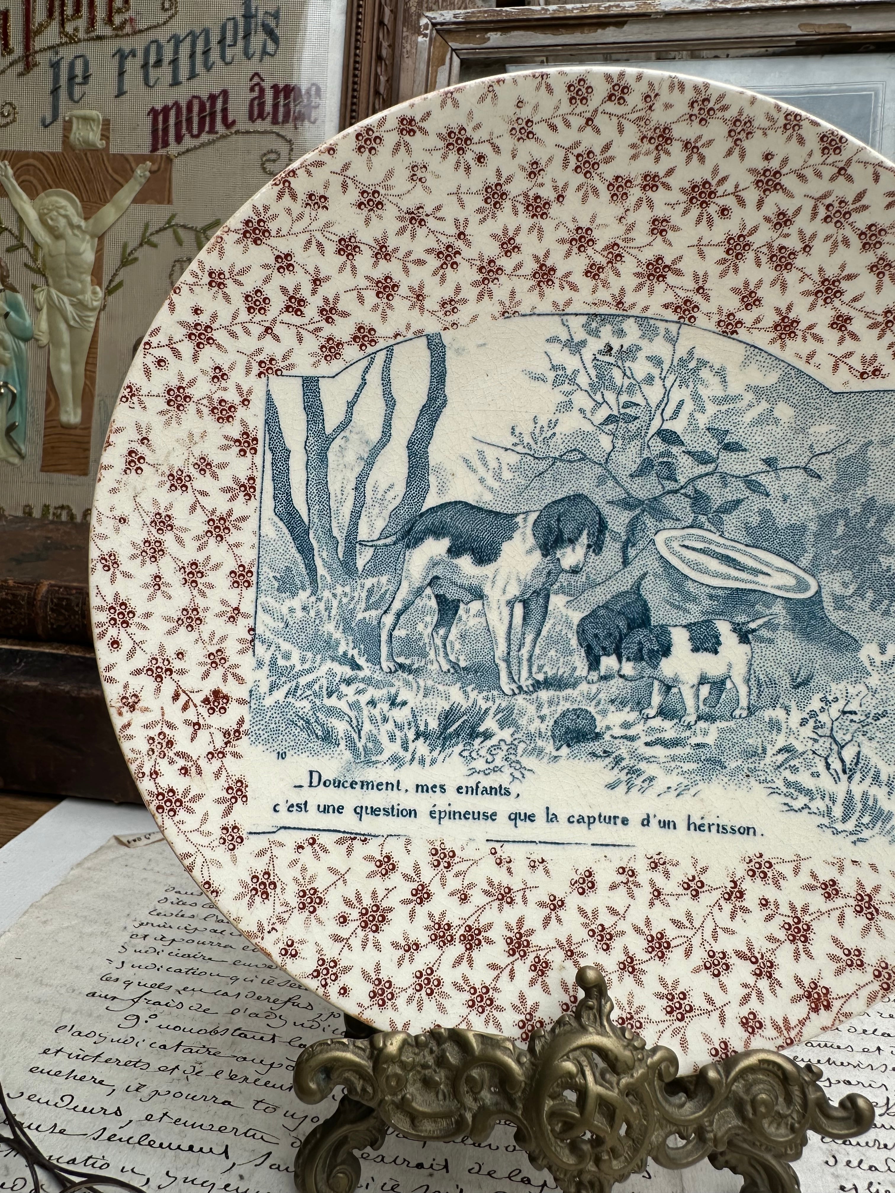 Assiette parlante polychrome Sarreguemines Perse