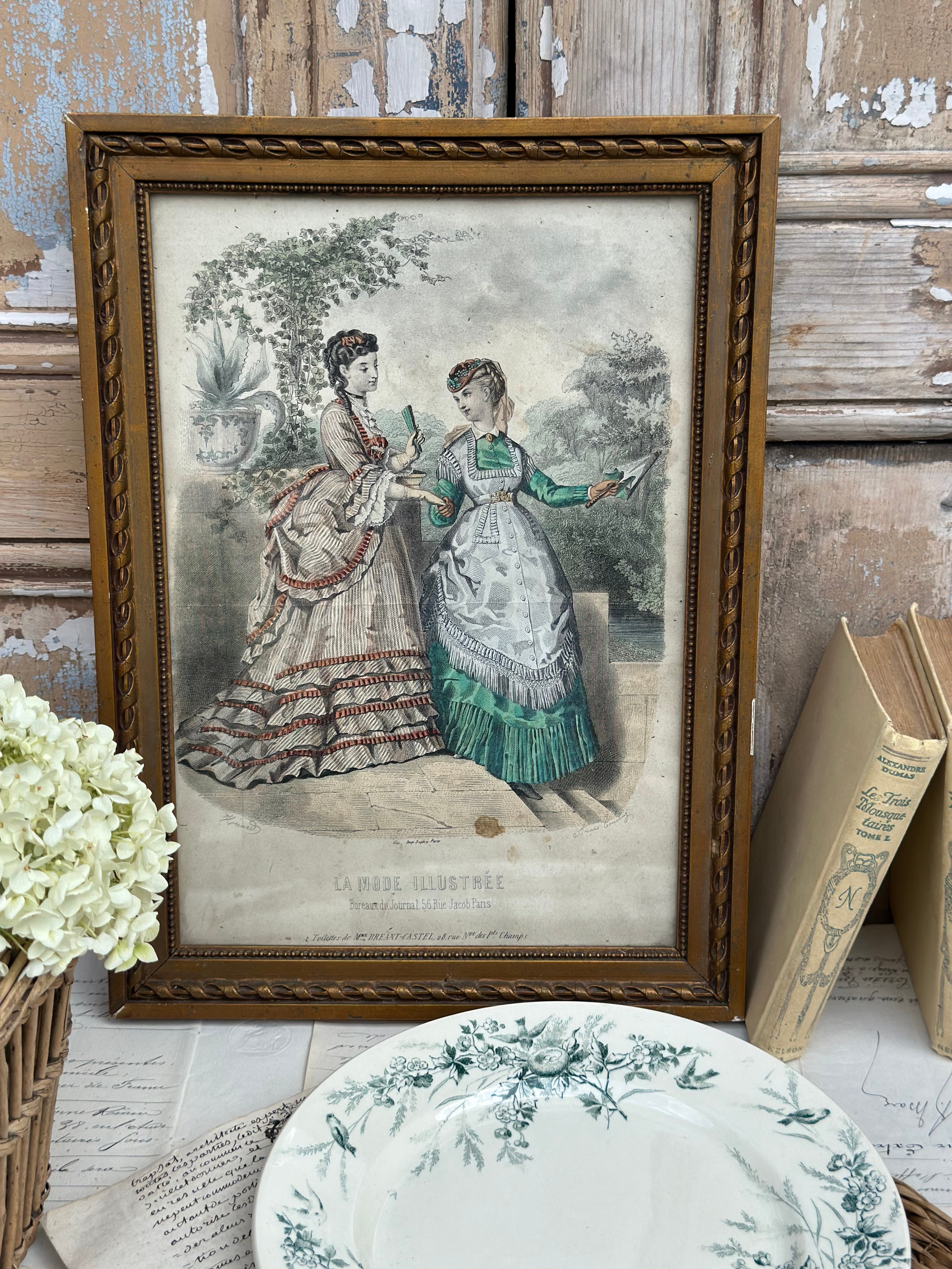 Gravure 'La Mode Illustrée" encadrée - 1869