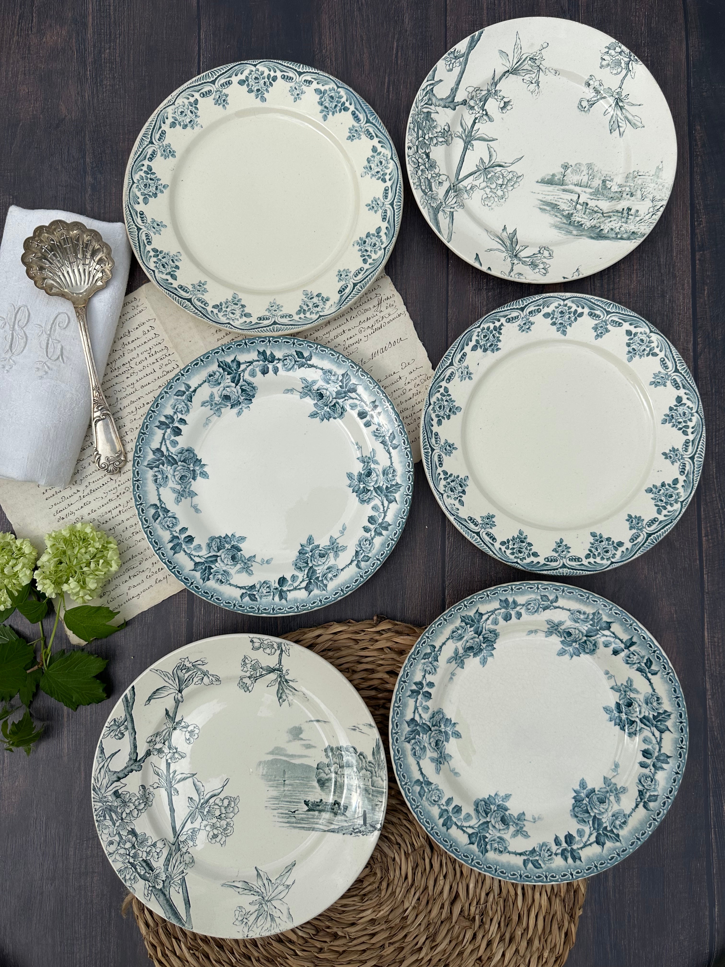 I. Set of 6 mismatched ironstone plates