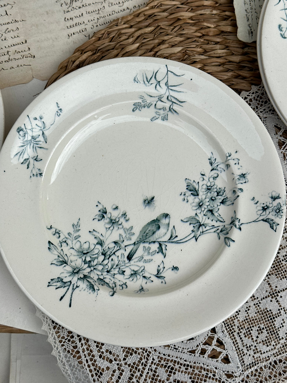 B. Suite de 5 assiettes à dessert Longwy modèle Mignon