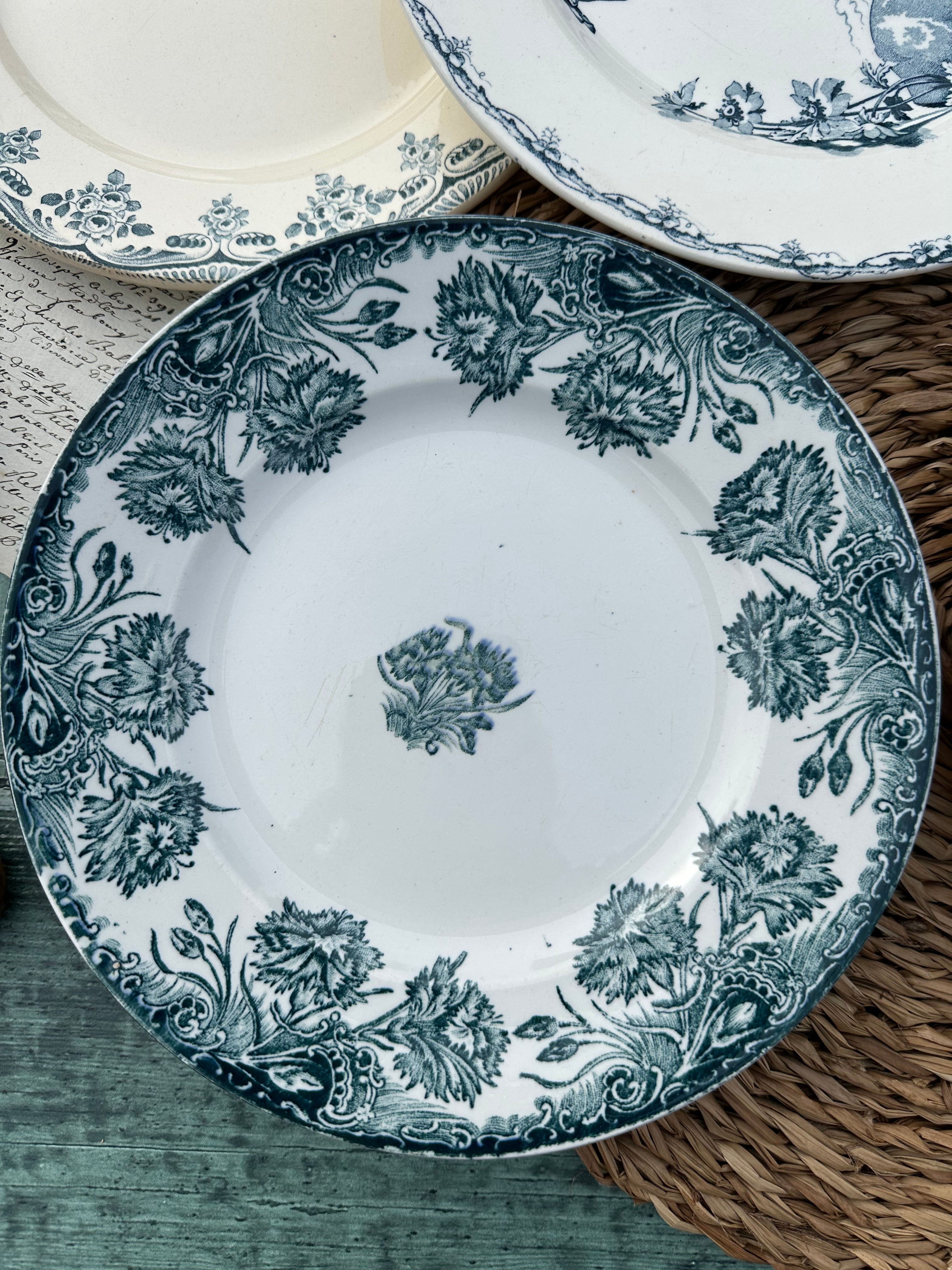 III. Set of 6 mismatched ironstone dinner plates